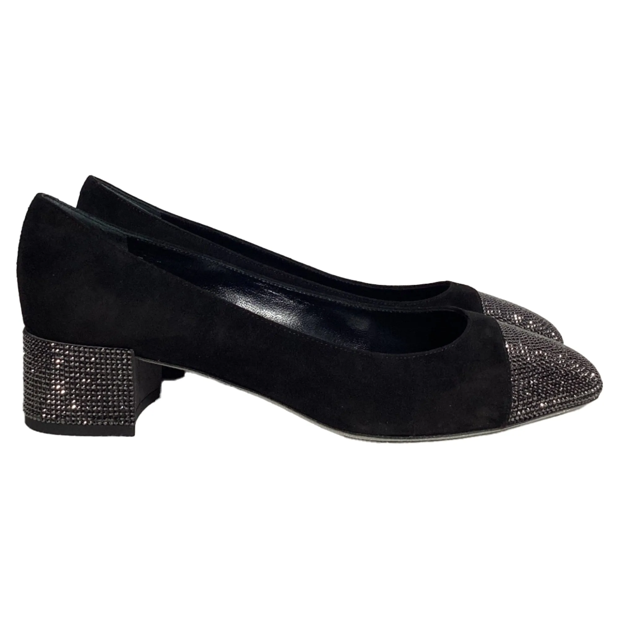 Rene Caovilla Kristen Crystal-Embellished Pumps In Black Suede