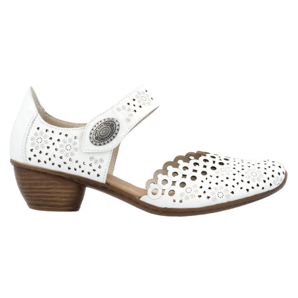 Rieker Mirjam 53 White Leather Heel (Women's)