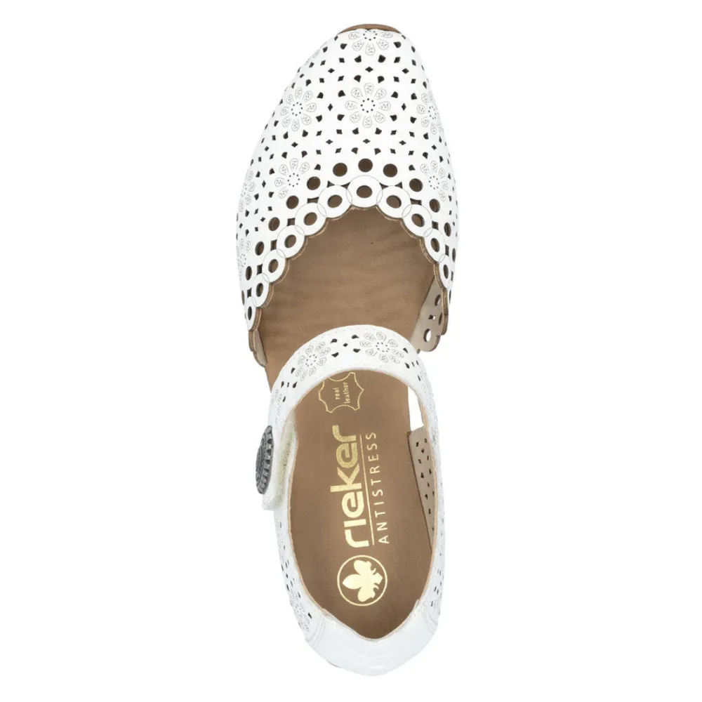 Rieker Mirjam 53 White Leather Heel (Women's)
