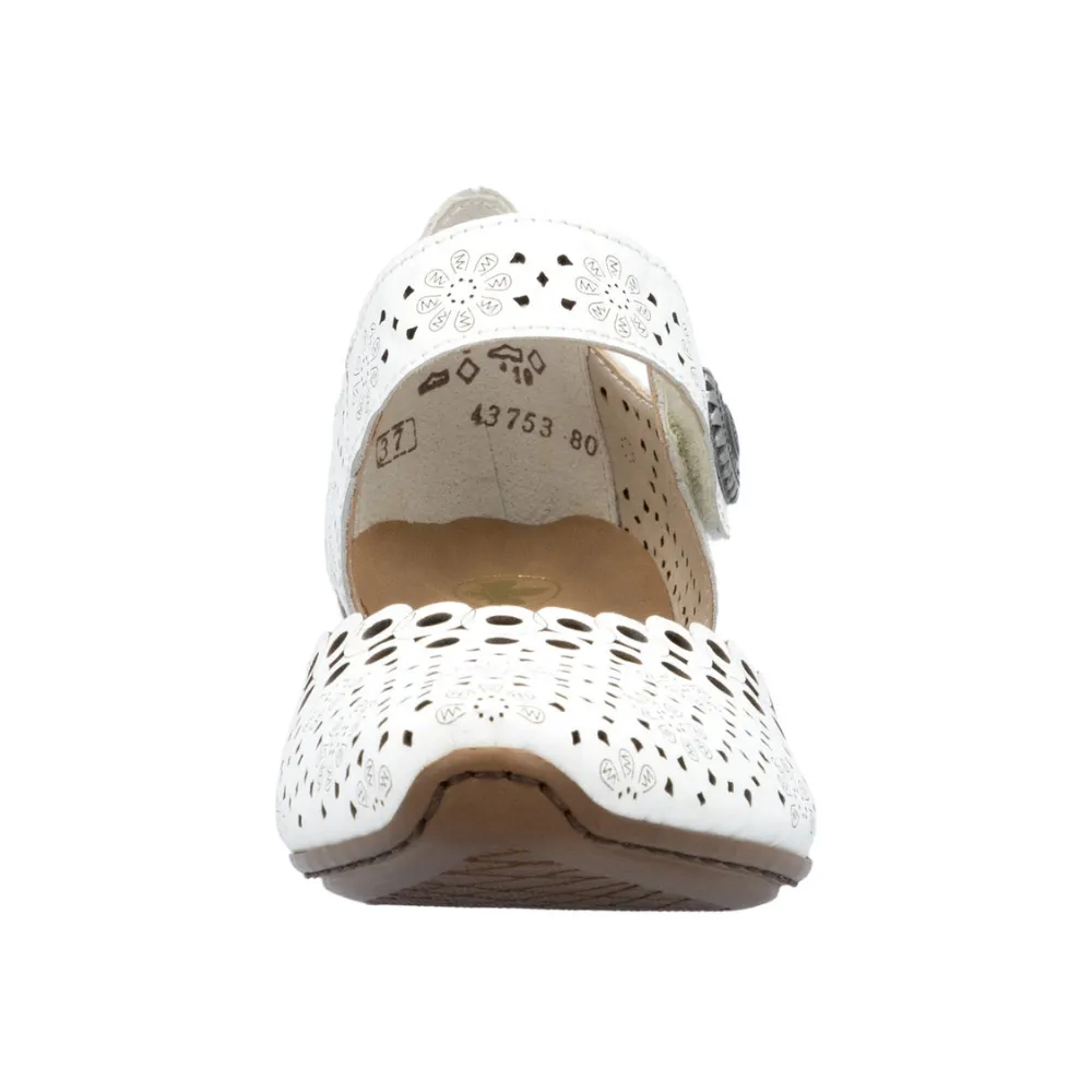 Rieker Mirjam 53 White Leather Heel (Women's)