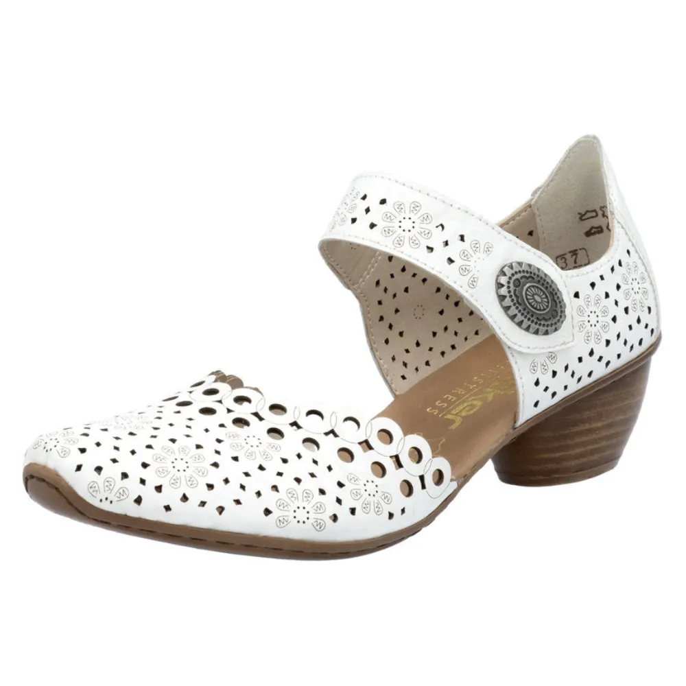 Rieker Mirjam 53 White Leather Heel (Women's)