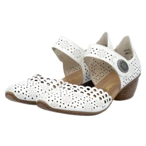Rieker Mirjam 53 White Leather Heel (Women's)