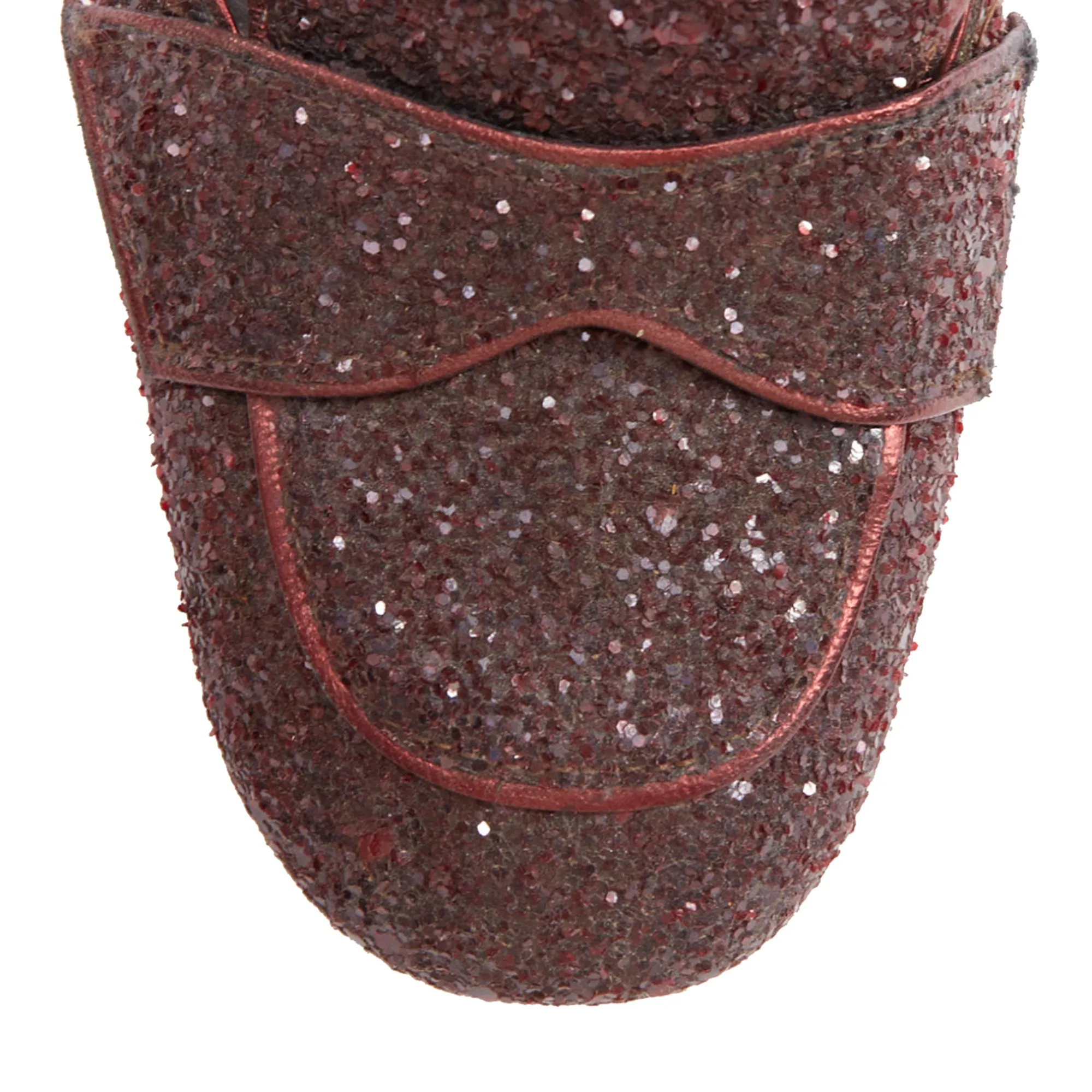 Rochas glitter scaled leather sculpted heel loafers