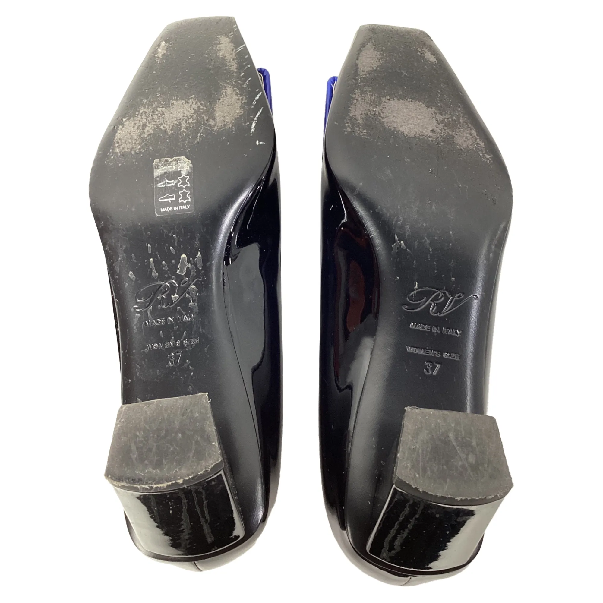 Roger Vivier Belle Vivier Graphic Pumps in Black Patent Leather