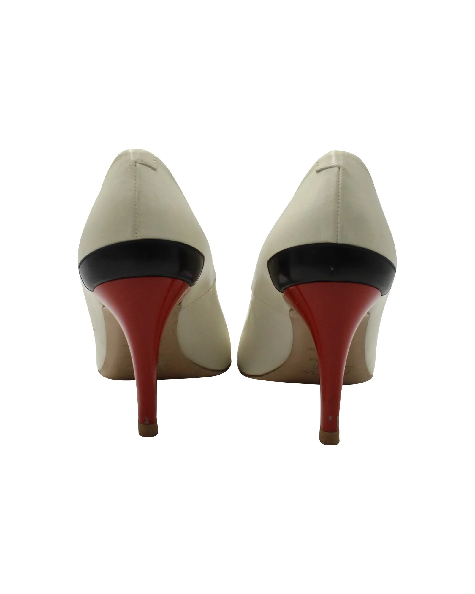 Roger Vivier Colorblock Pumps in Cream Leather