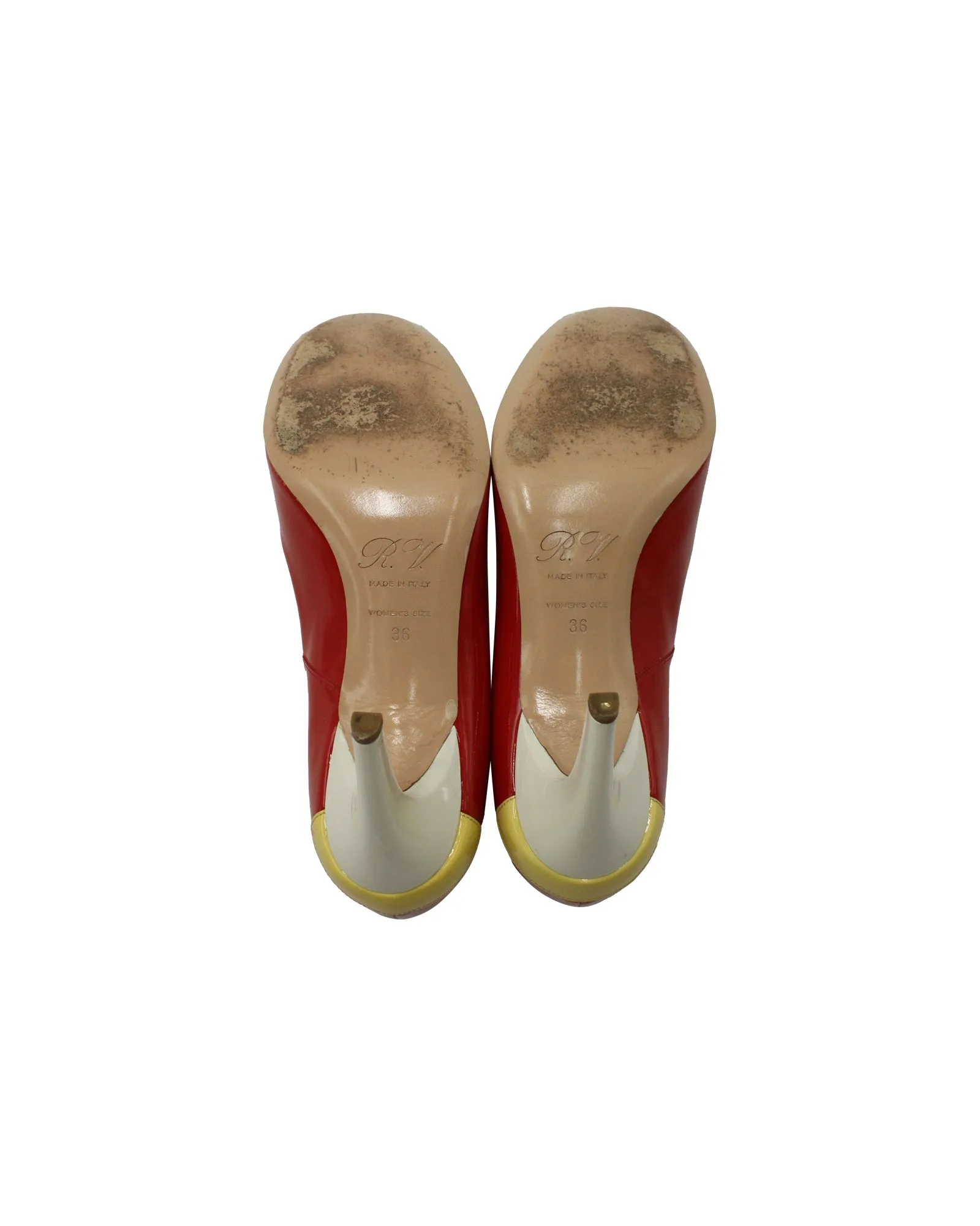 Roger Vivier Colorblock Pumps in Red Patent Leather
