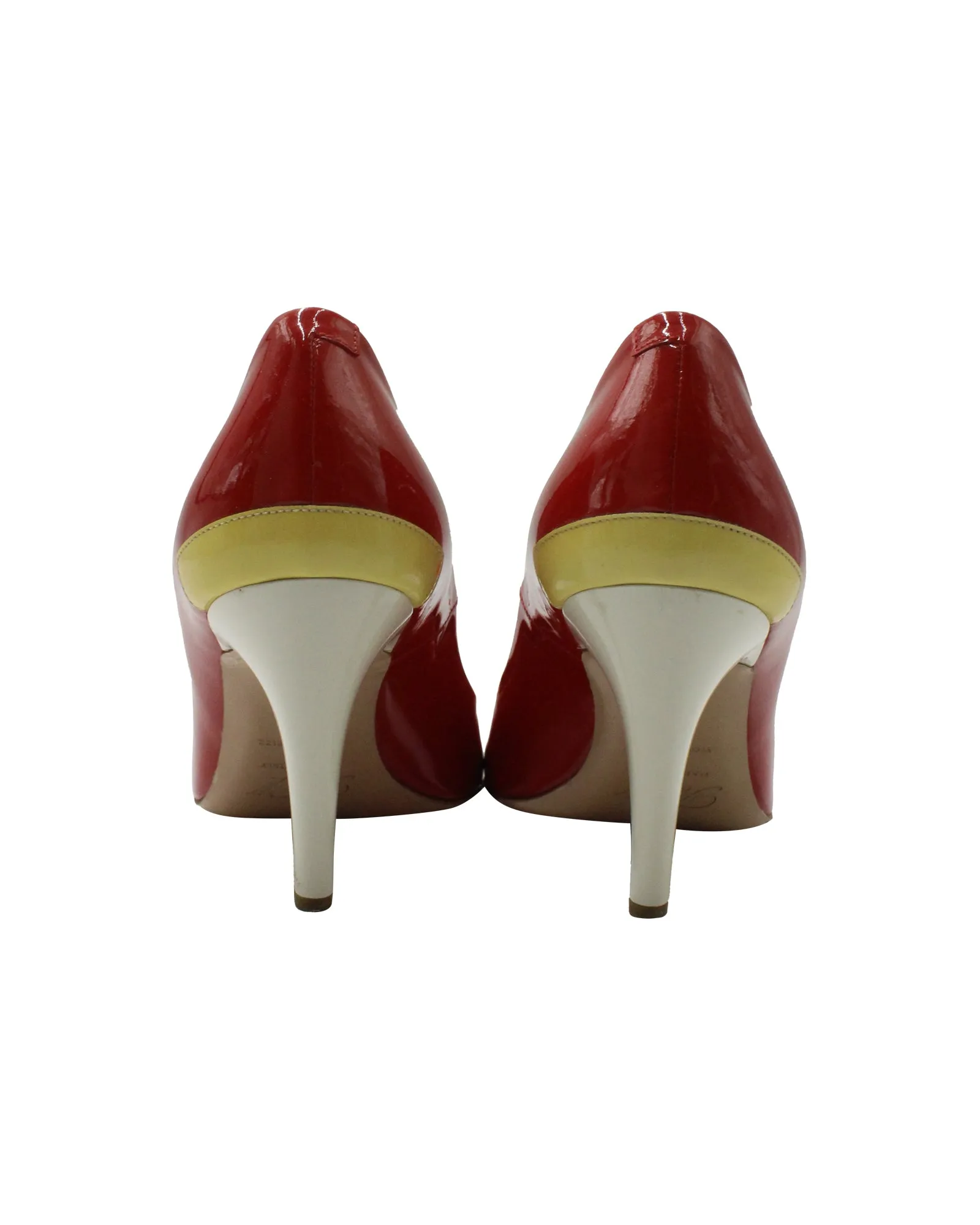 Roger Vivier Colorblock Pumps in Red Patent Leather