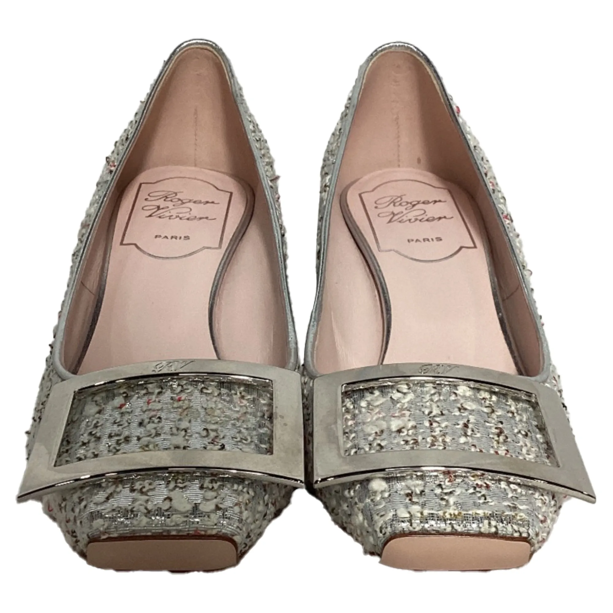 Roger Vivier Trompette Pumps in White Tweed