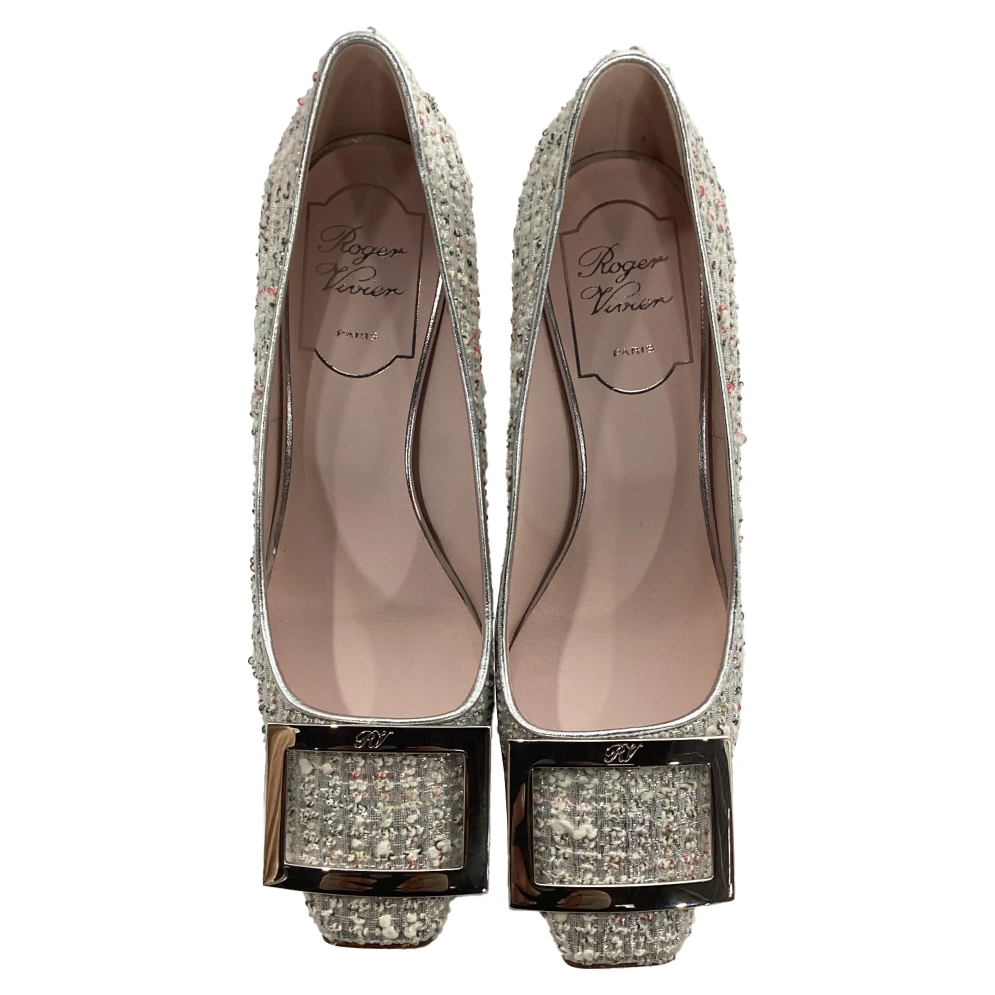 Roger Vivier Trompette Pumps in White Tweed