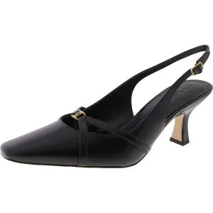 Rowyn Womens Leather Criss-Cross Slingback Heels
