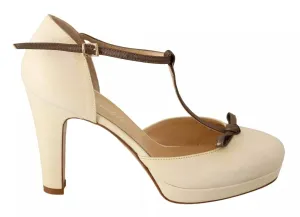 SERGIO LEVANTESI T-Strap Block Heels Pumps Leather Women's Shoes (Pre-Owned)