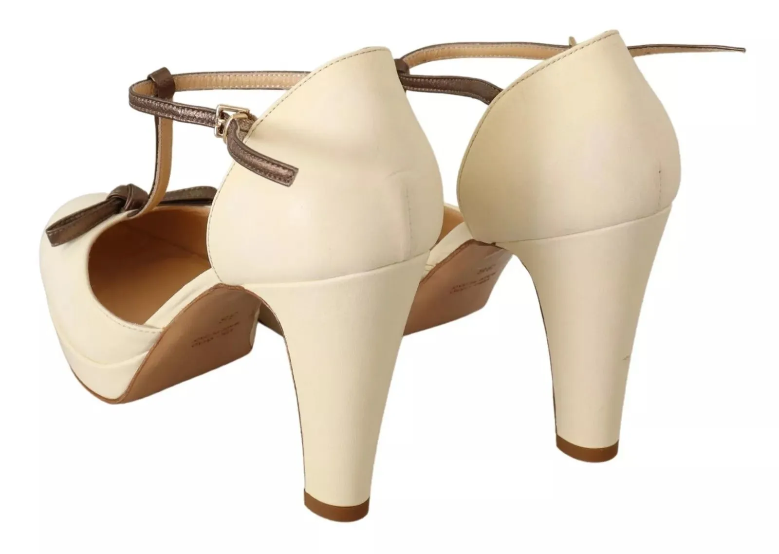 SERGIO LEVANTESI T-Strap Block Heels Pumps Leather Women's Shoes (Pre-Owned)