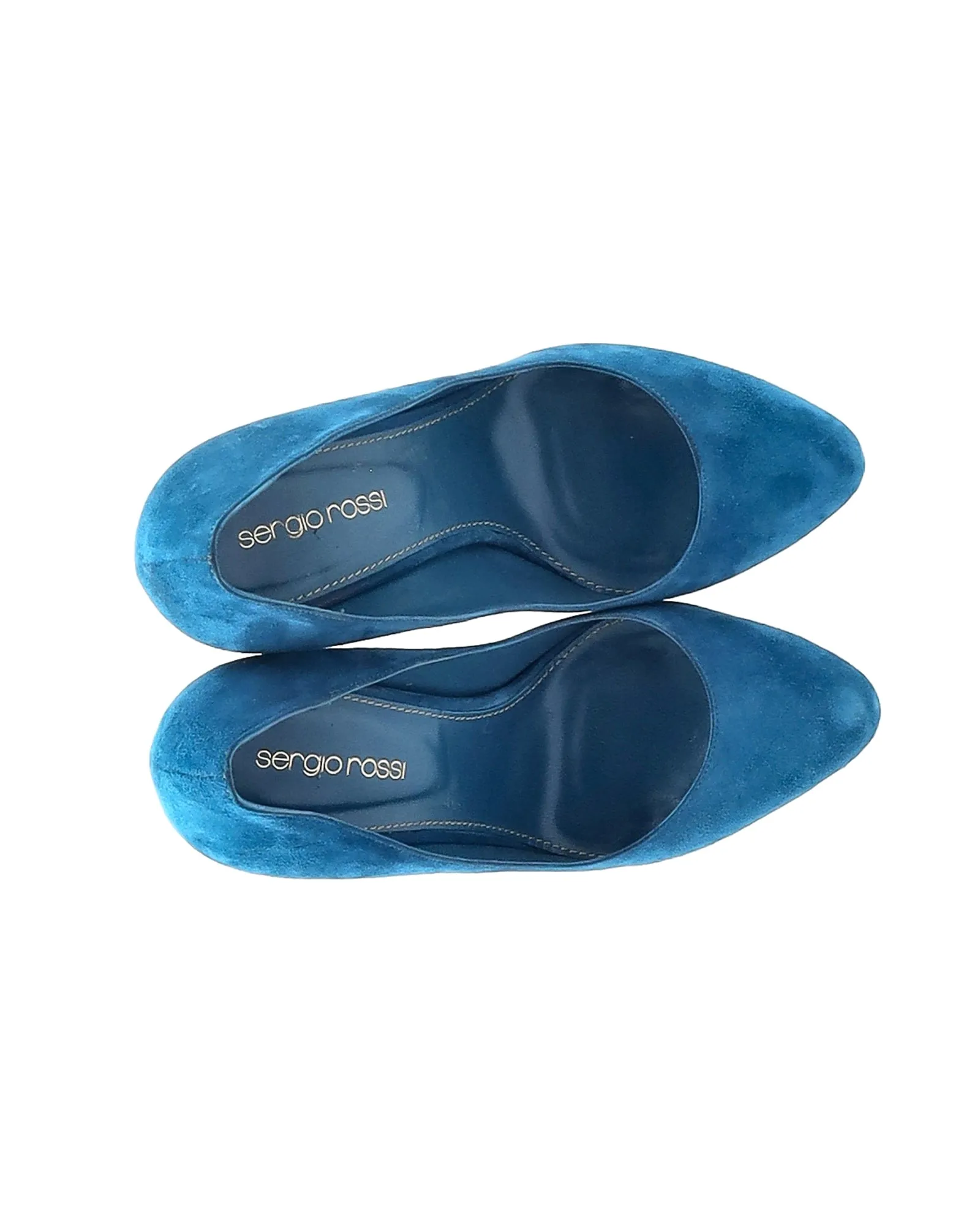 Sergio Rossi Accent Heel Pumps in Blue Suede