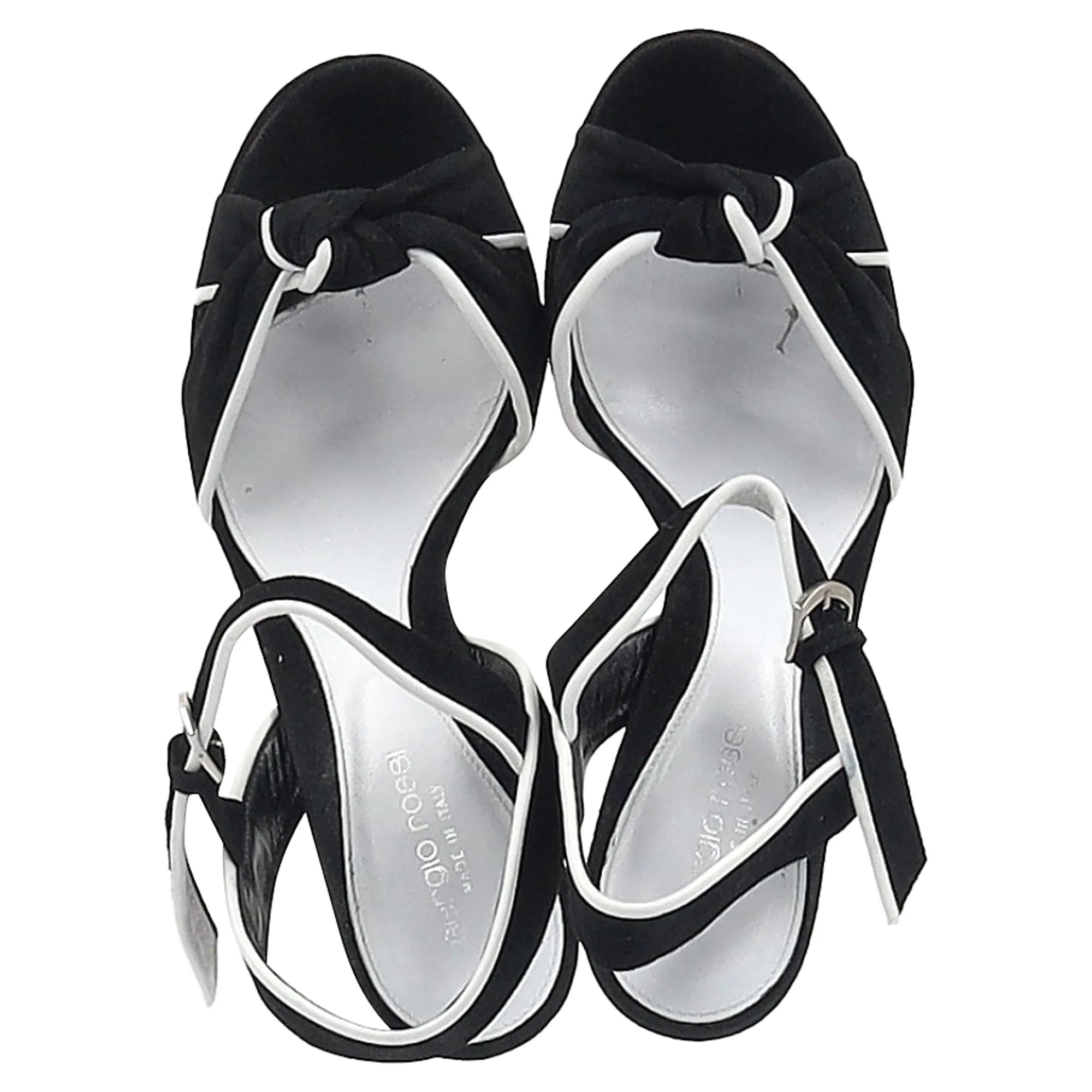 Sergio Rossi Bow Detail  Platform Sandal Heels in Black Suede