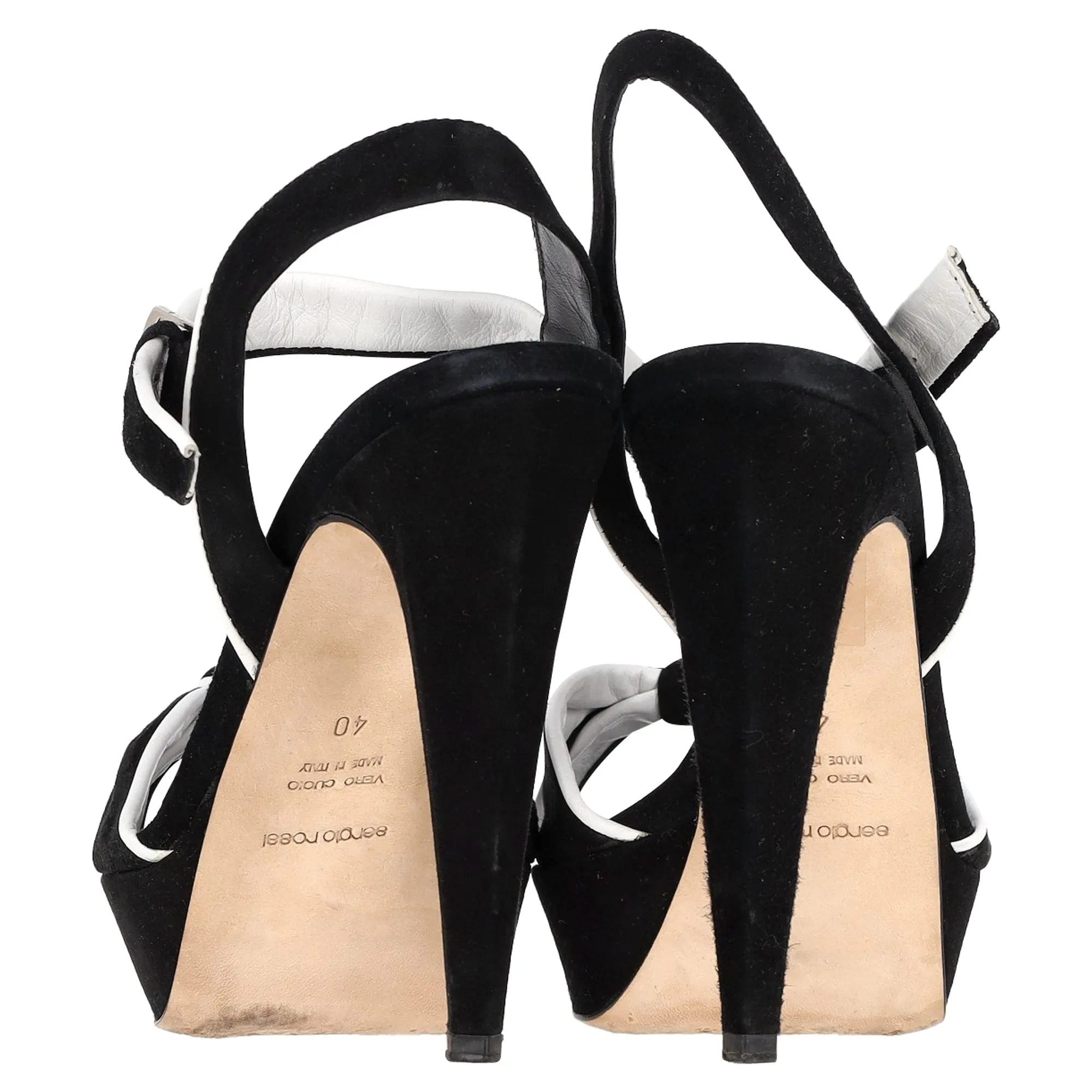 Sergio Rossi Bow Detail  Platform Sandal Heels in Black Suede