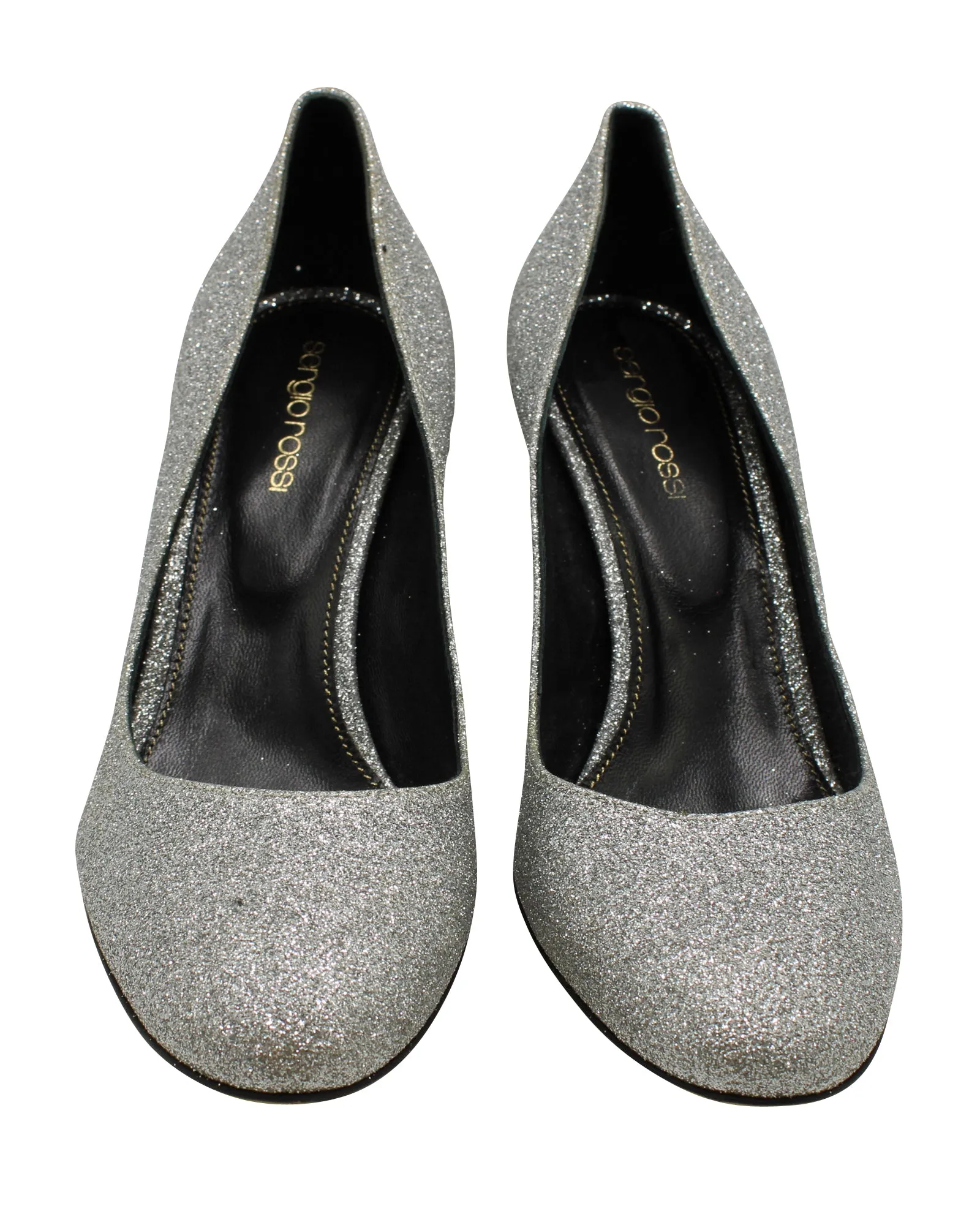 Sergio Rossi Glitter Pumps in Silver Leather