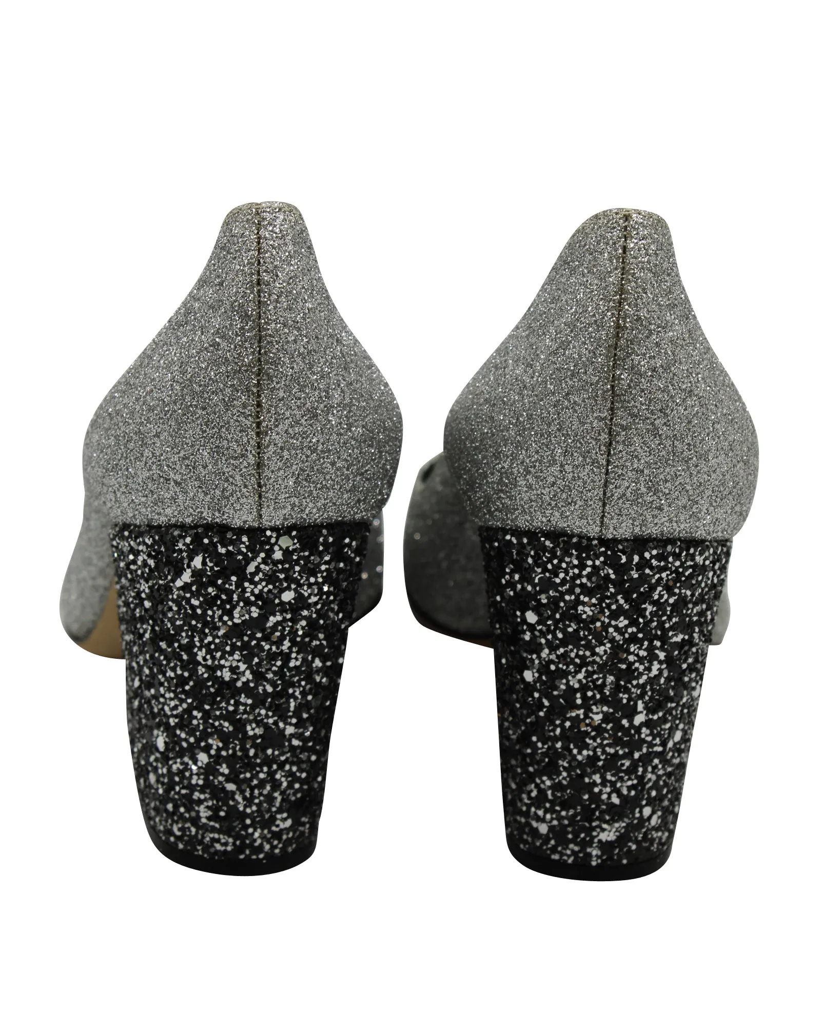 Sergio Rossi Glitter Pumps in Silver Leather