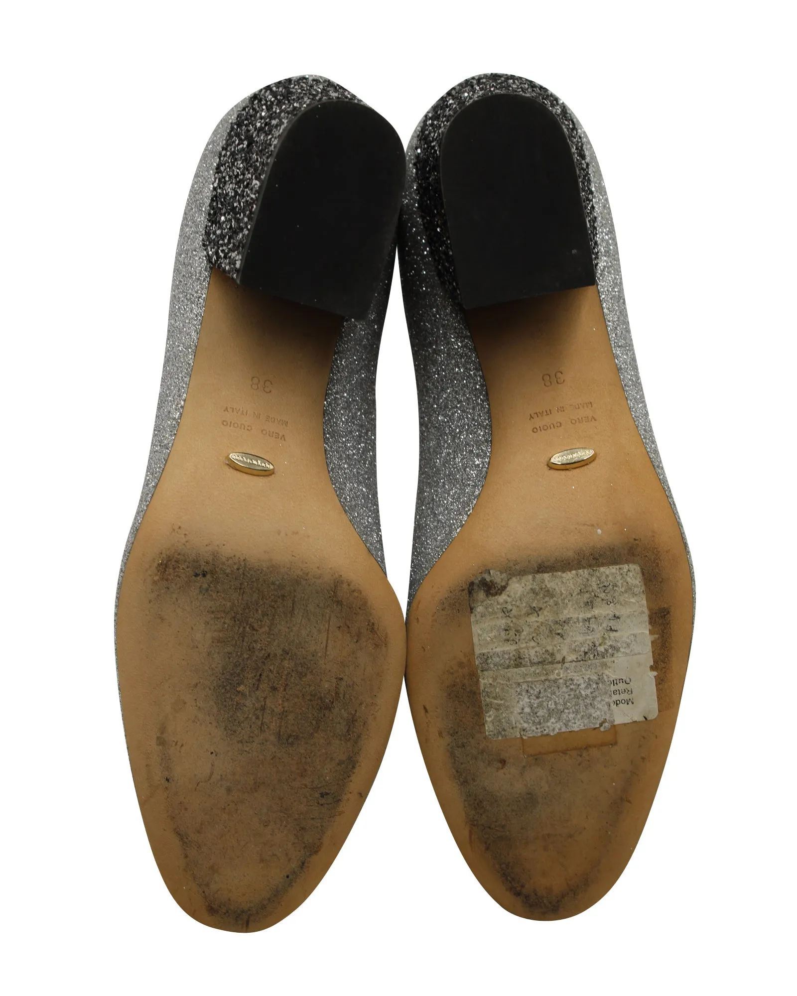 Sergio Rossi Glitter Pumps in Silver Leather