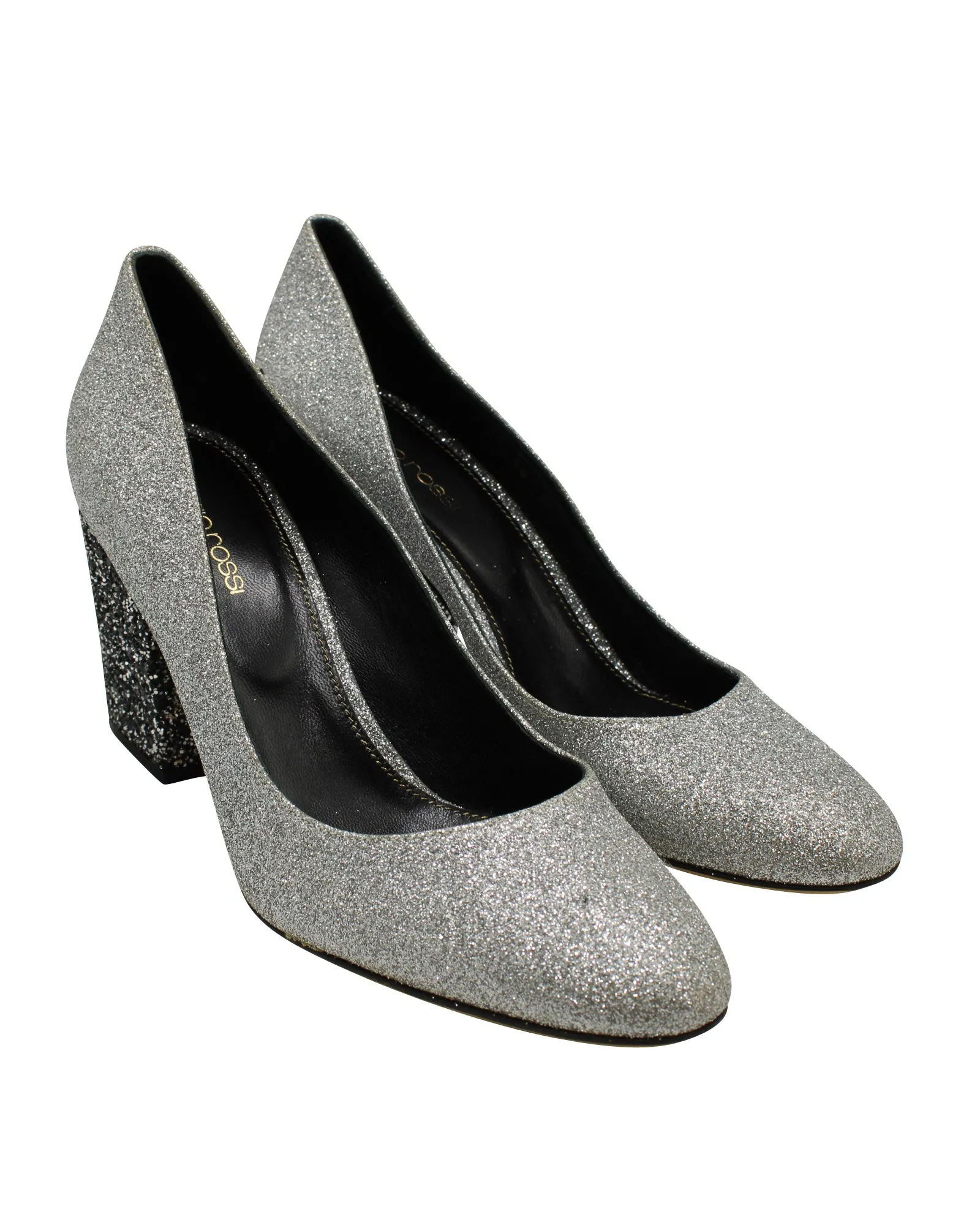 Sergio Rossi Glitter Pumps in Silver Leather