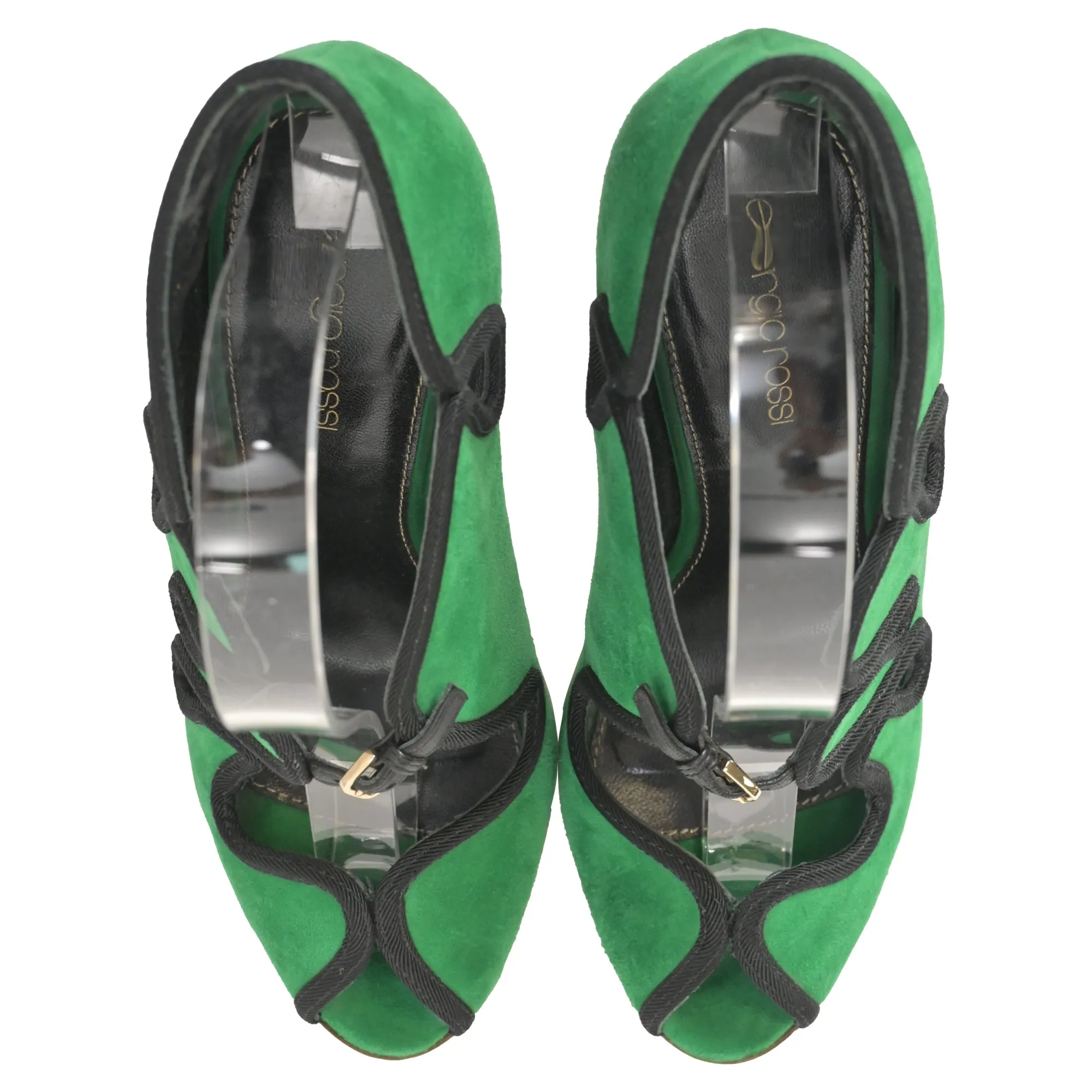 Sergio Rossi Lagoon Cut Out Pumps in Green Suede