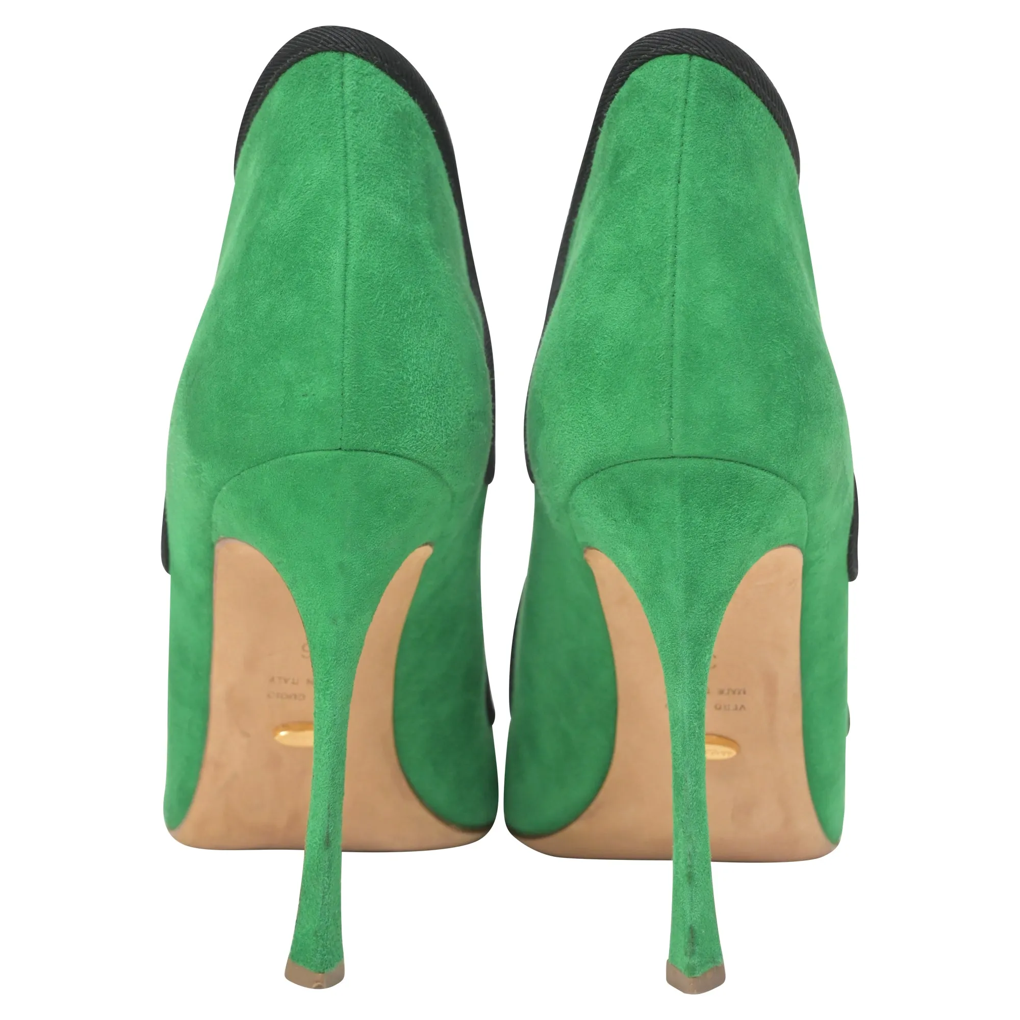 Sergio Rossi Lagoon Cut Out Pumps in Green Suede