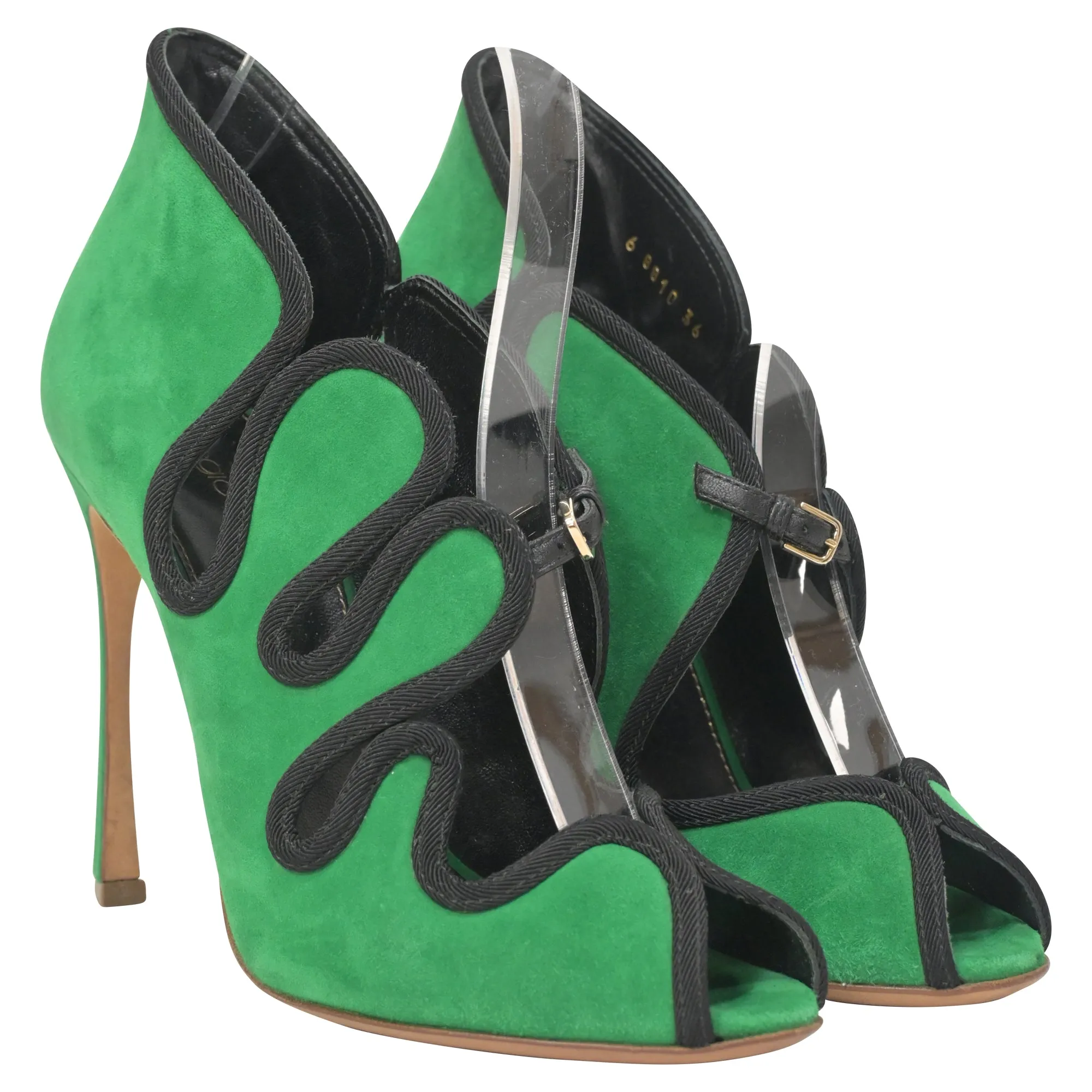 Sergio Rossi Lagoon Cut Out Pumps in Green Suede