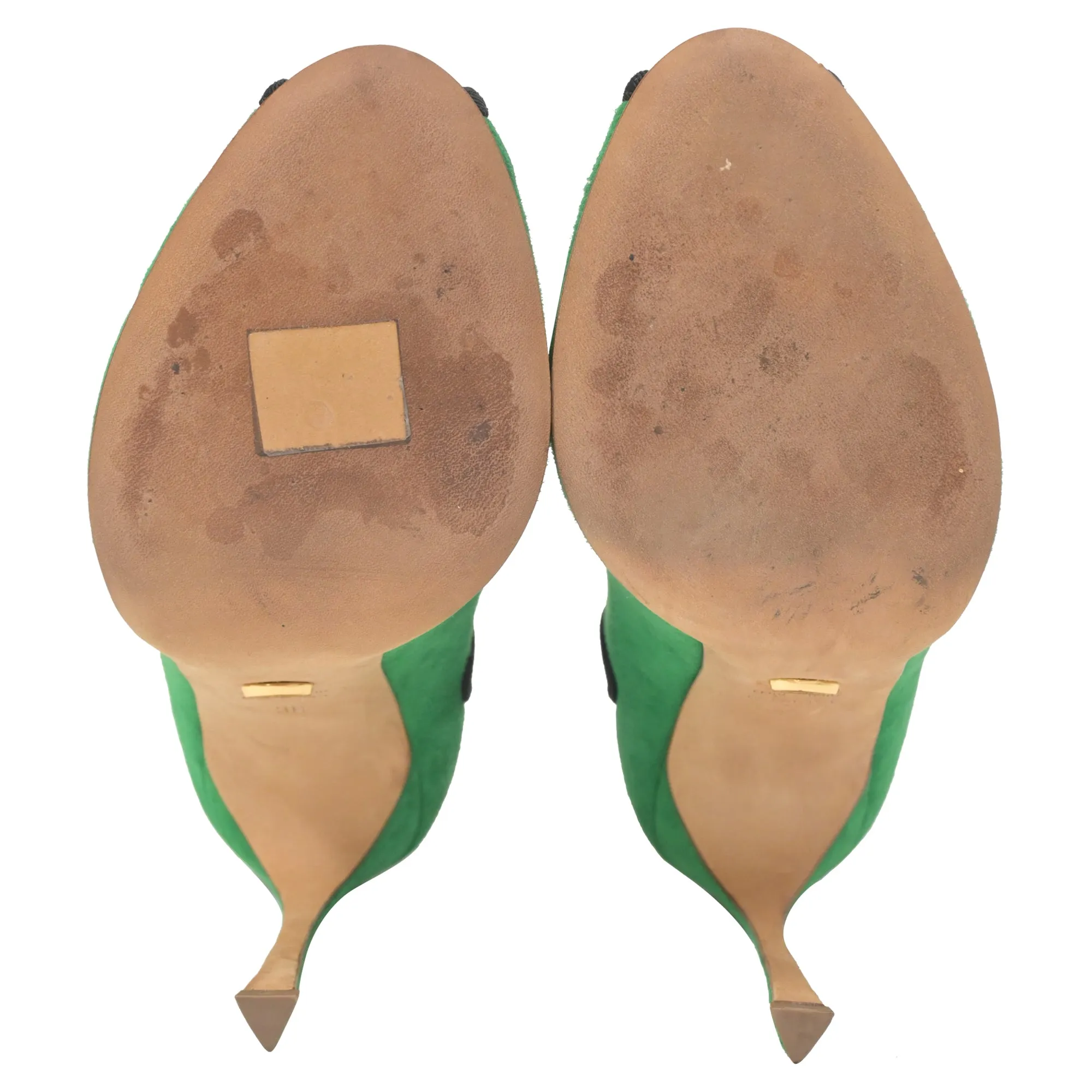 Sergio Rossi Lagoon Cut Out Pumps in Green Suede