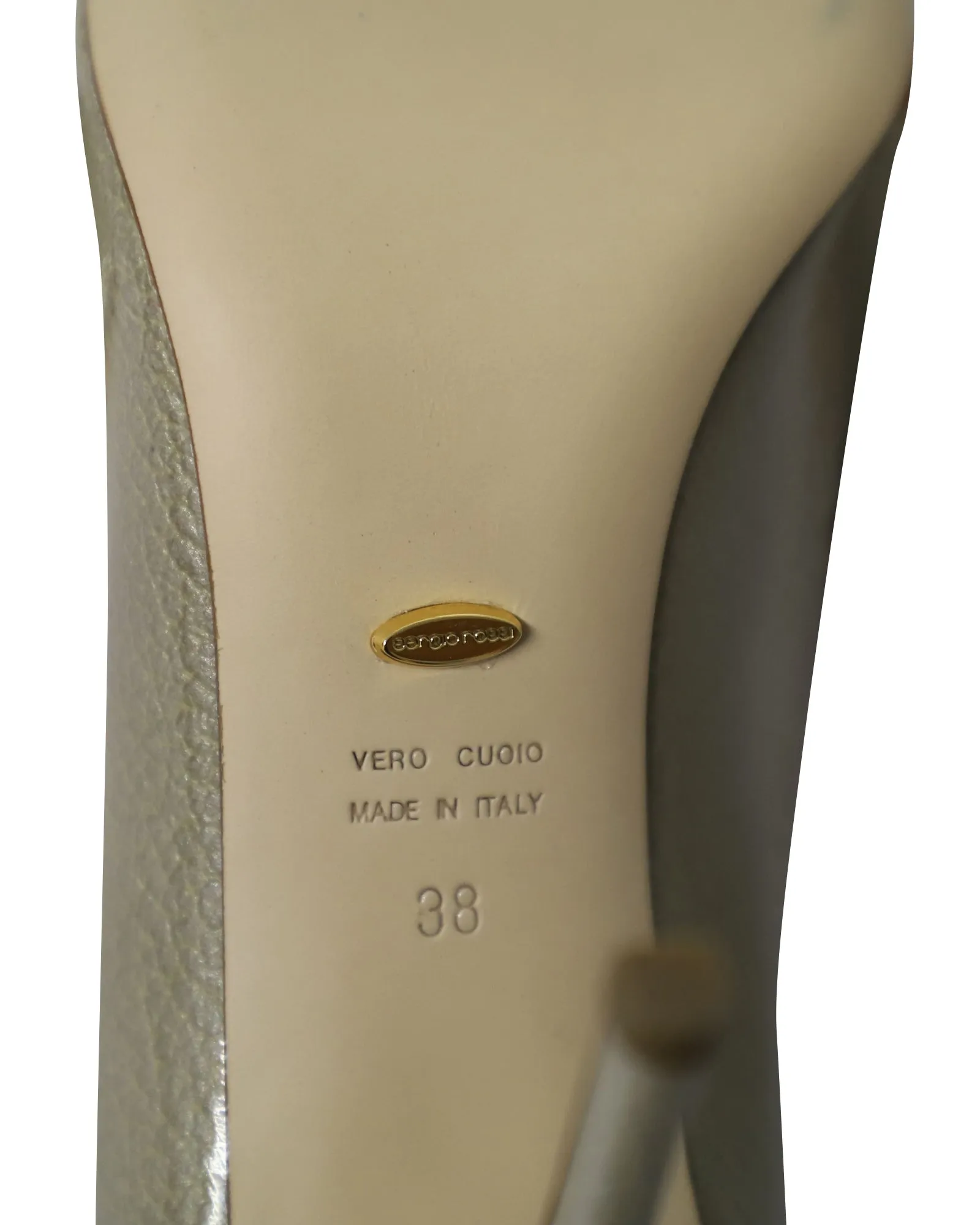 Sergio Rossi Peep-Toe High Heel Pumps in Sage Green Leather