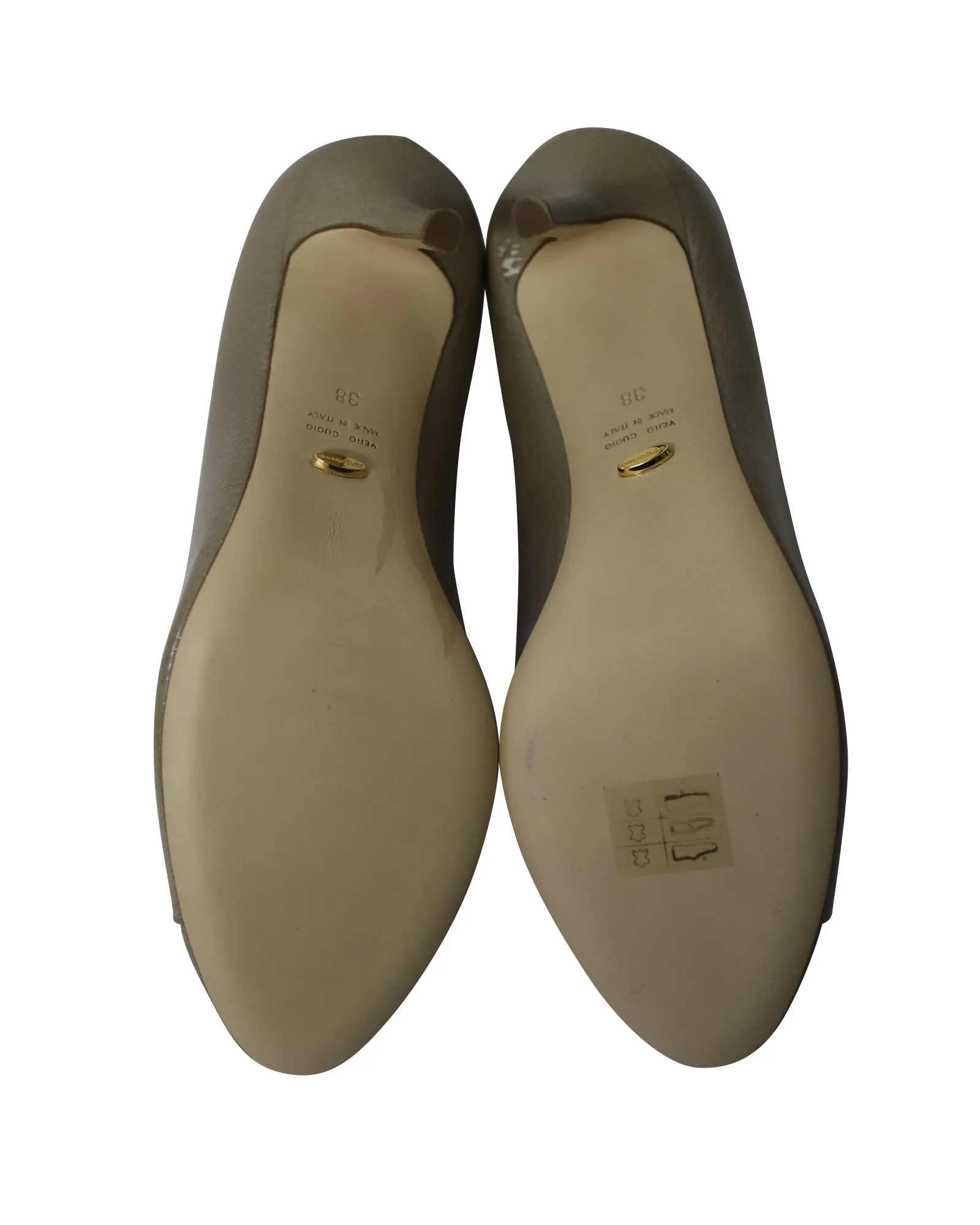Sergio Rossi Peep-Toe High Heel Pumps in Sage Green Leather