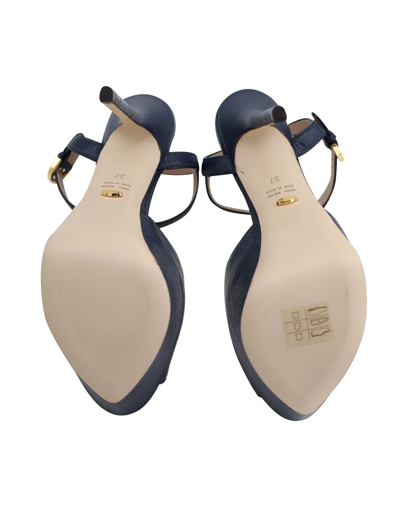 Sergio Rossi Peep-toe Platform Sandals in Navy Blue Patent Calf Leather