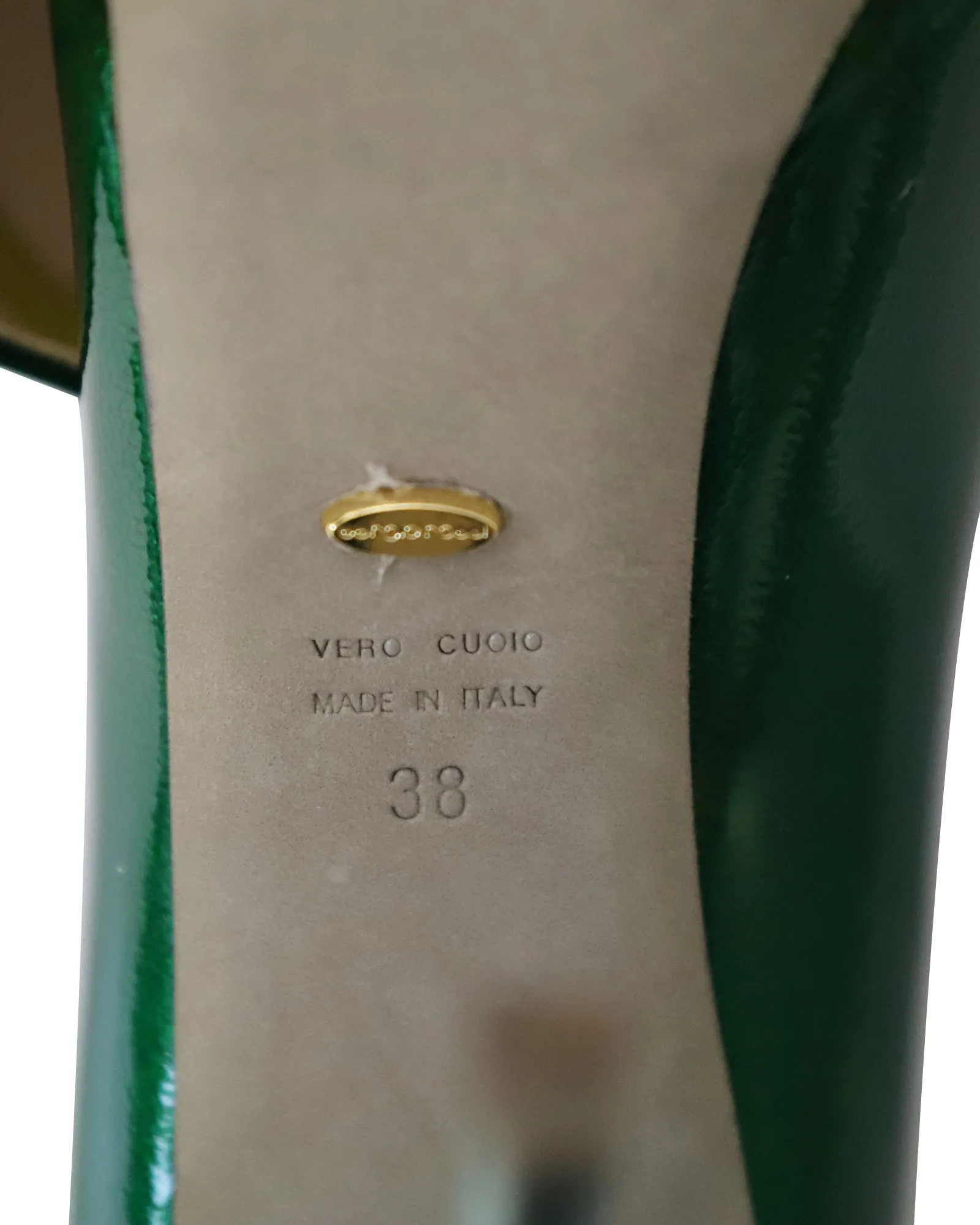 Sergio Rossi Peep Toe Pumps in Green Patent Leather