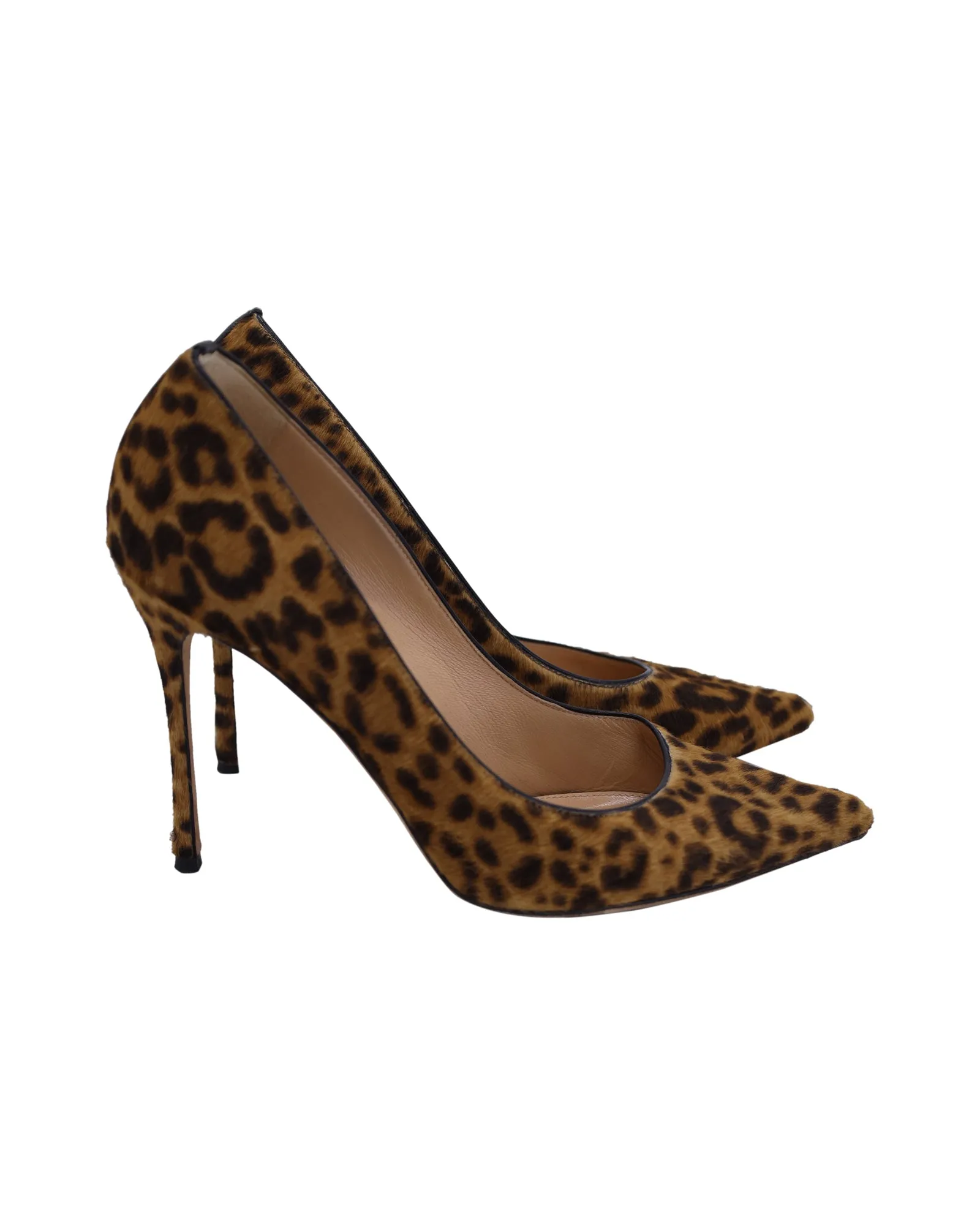 Sergio Rossi Pointed Toe Pumps in Animal Print Pony Hair