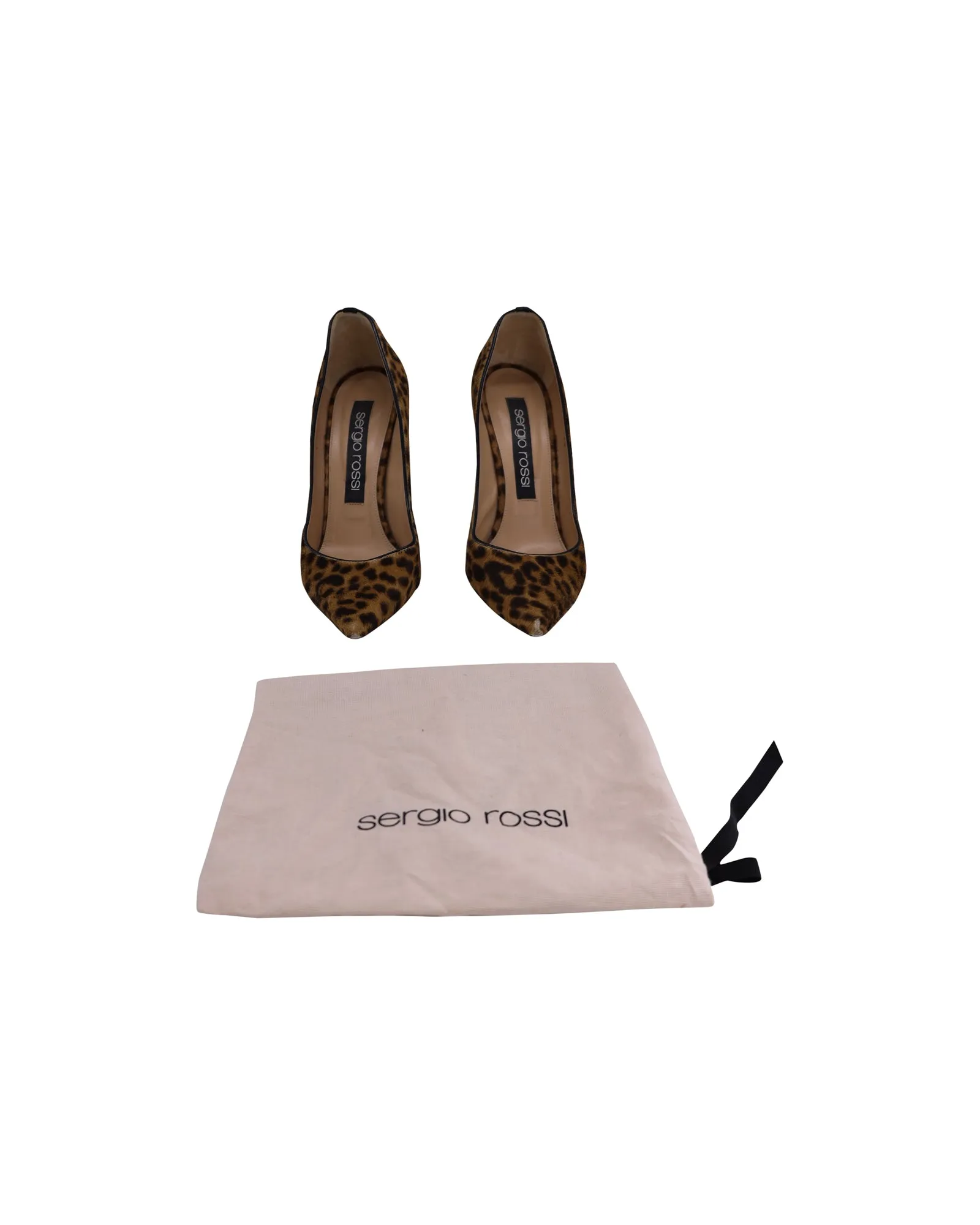Sergio Rossi Pointed Toe Pumps in Animal Print Pony Hair