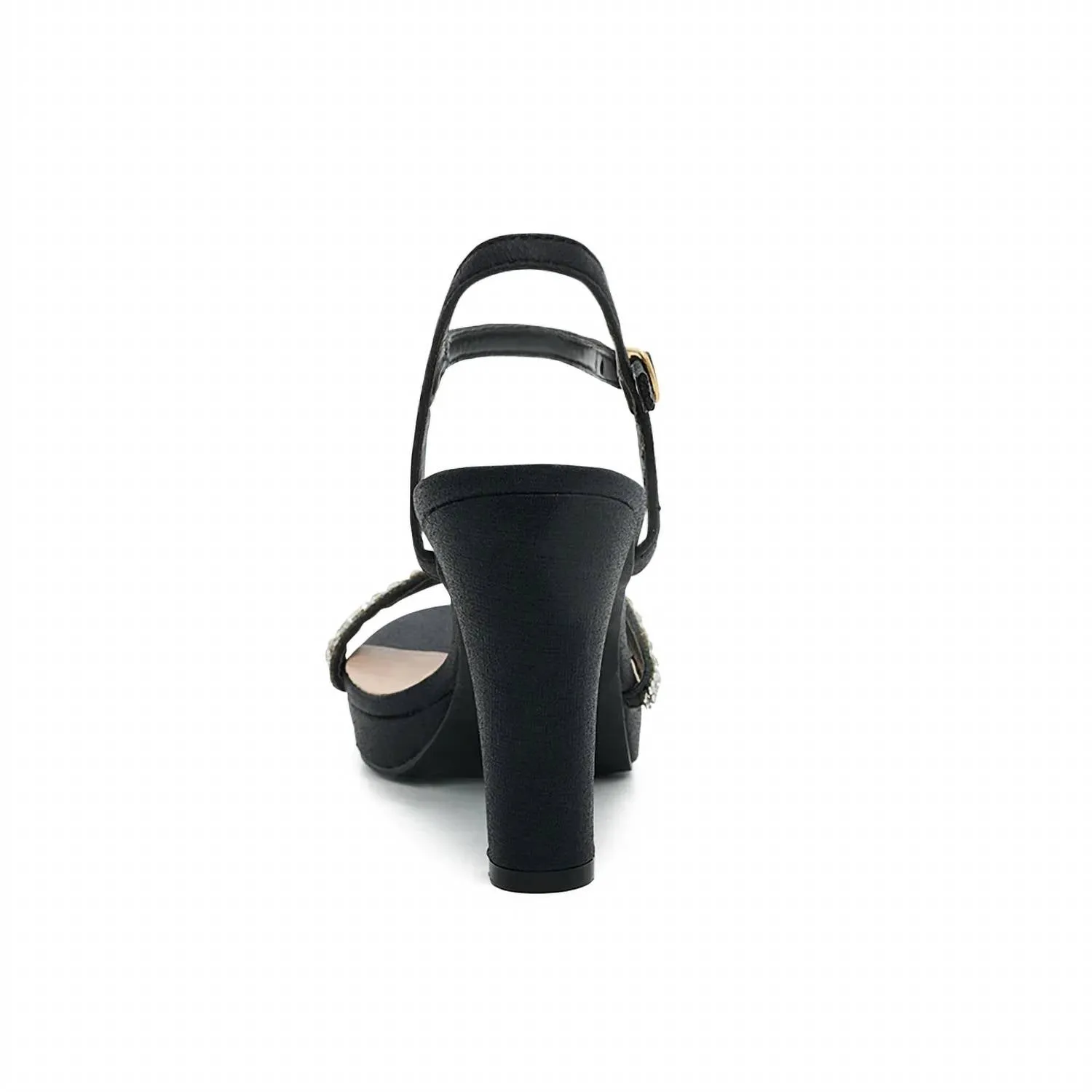 Shimmer Platform Chunky Heel In Black