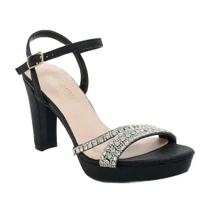 Shimmer Platform Chunky Heel In Black