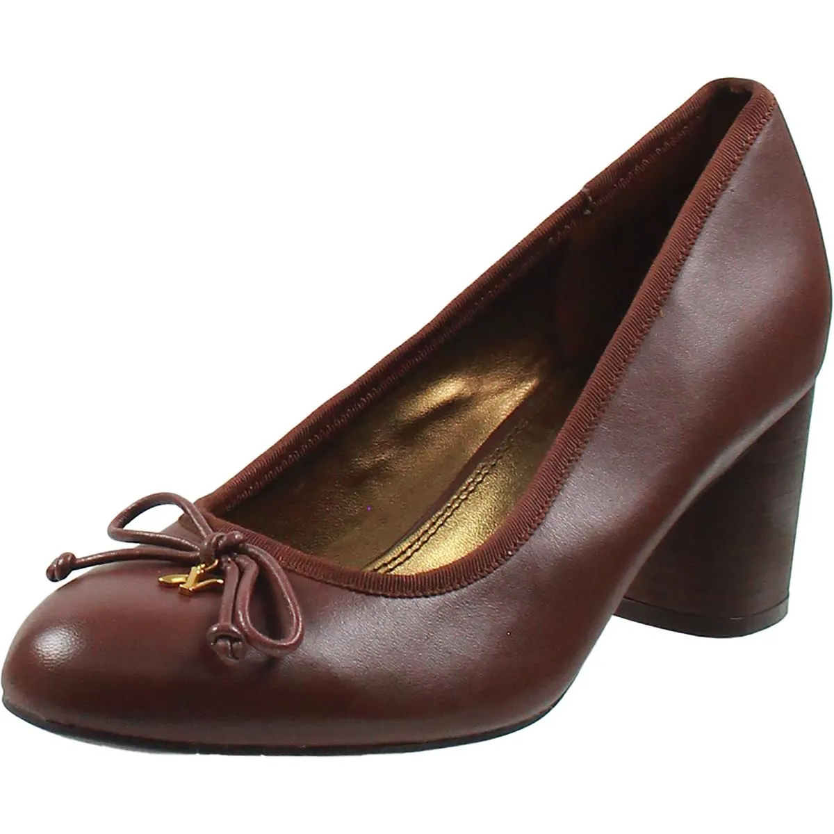 Sienna Womens Leather Dressy Block Heels