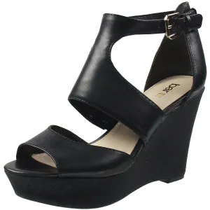 SOPHIE Womens Buckle Leather Wedge Heels