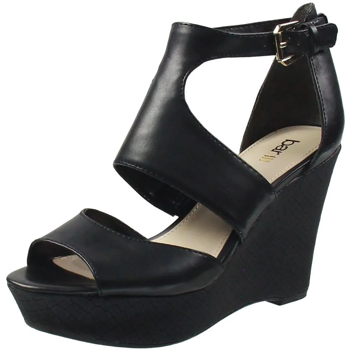 SOPHIE Womens Buckle Leather Wedge Heels