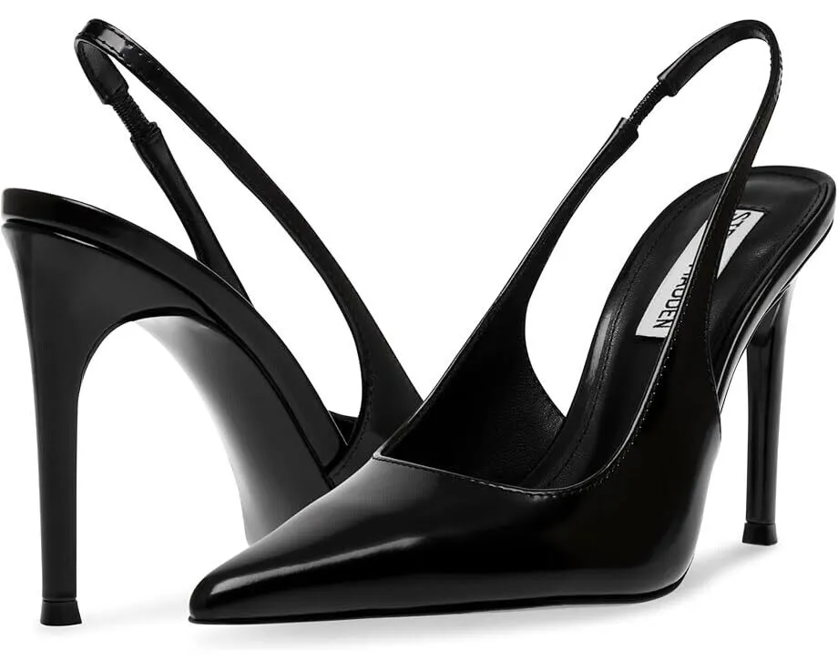 Steve Madden Reyes Women's 10 Black Leather Pointed Toe Slingback Heels FZP578