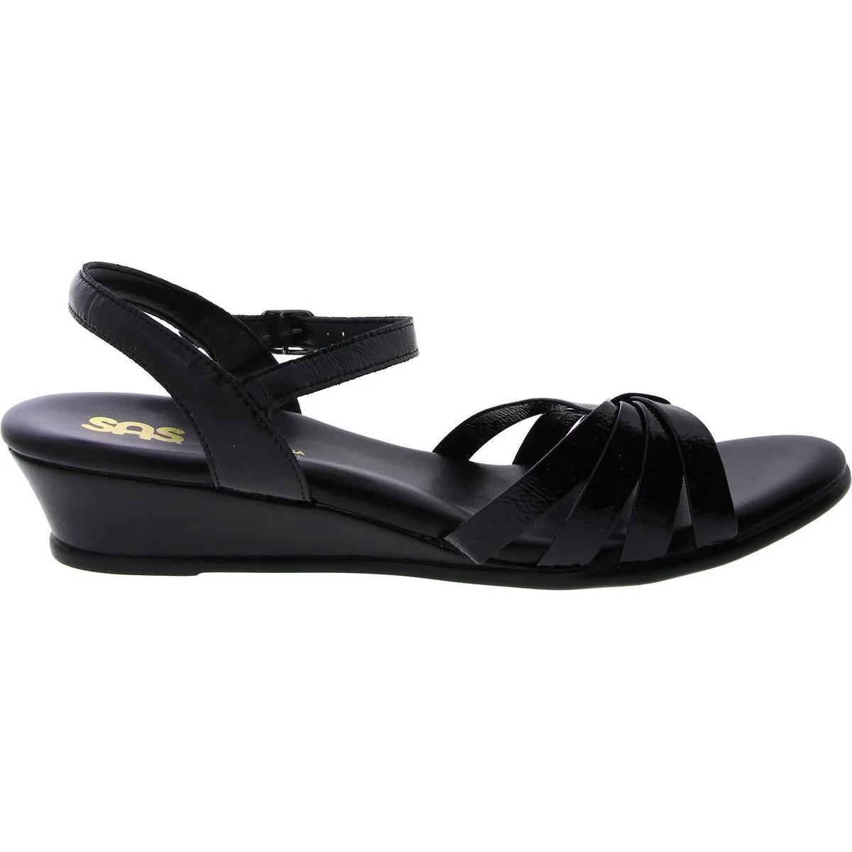 Strippy Womens Wedge Ankle Strap Wedge Heels