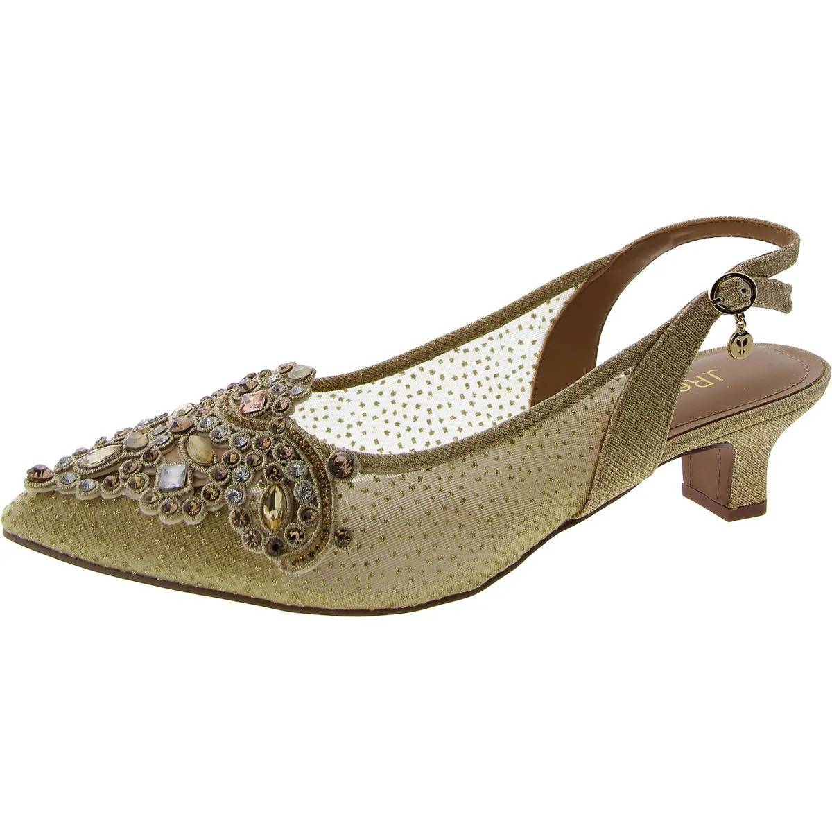 Strovanni Womens Embellished Slingback Kitten Heels