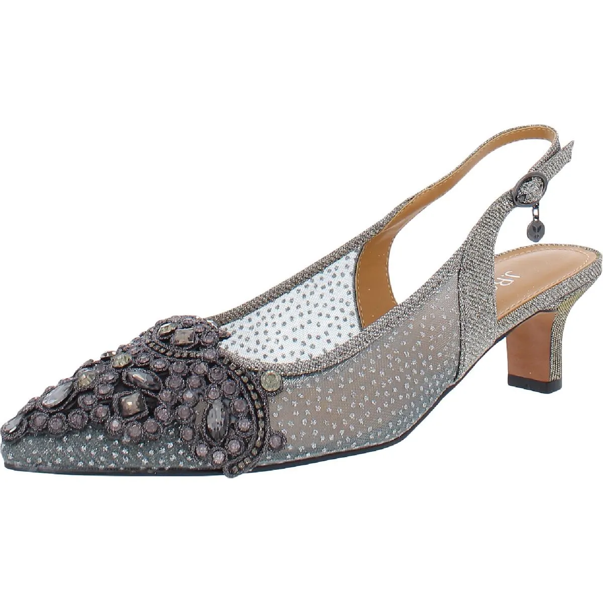 Strovanni Womens Embellished Slingback Kitten Heels