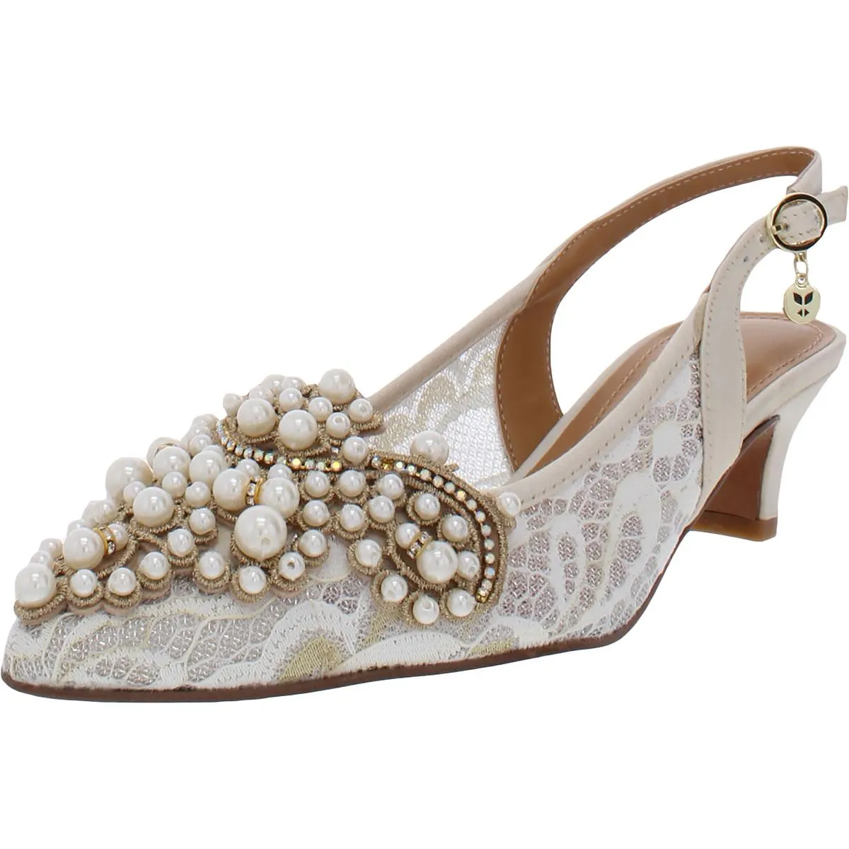 Strovanni Womens Embellished Slingback Kitten Heels