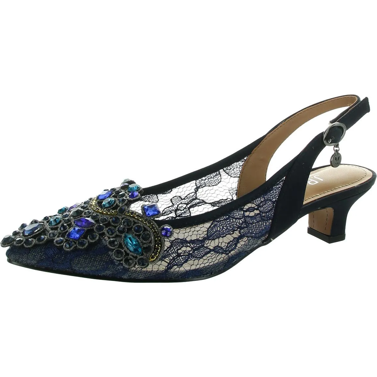 Strovanni Womens Embellished Slingback Kitten Heels