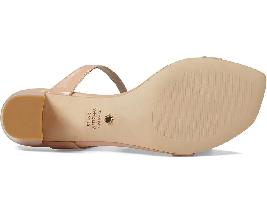 Stuart Weitzman Aleena 50 Sandal Womens US 7.5 Poudre Leather Block Heel ZPO1103