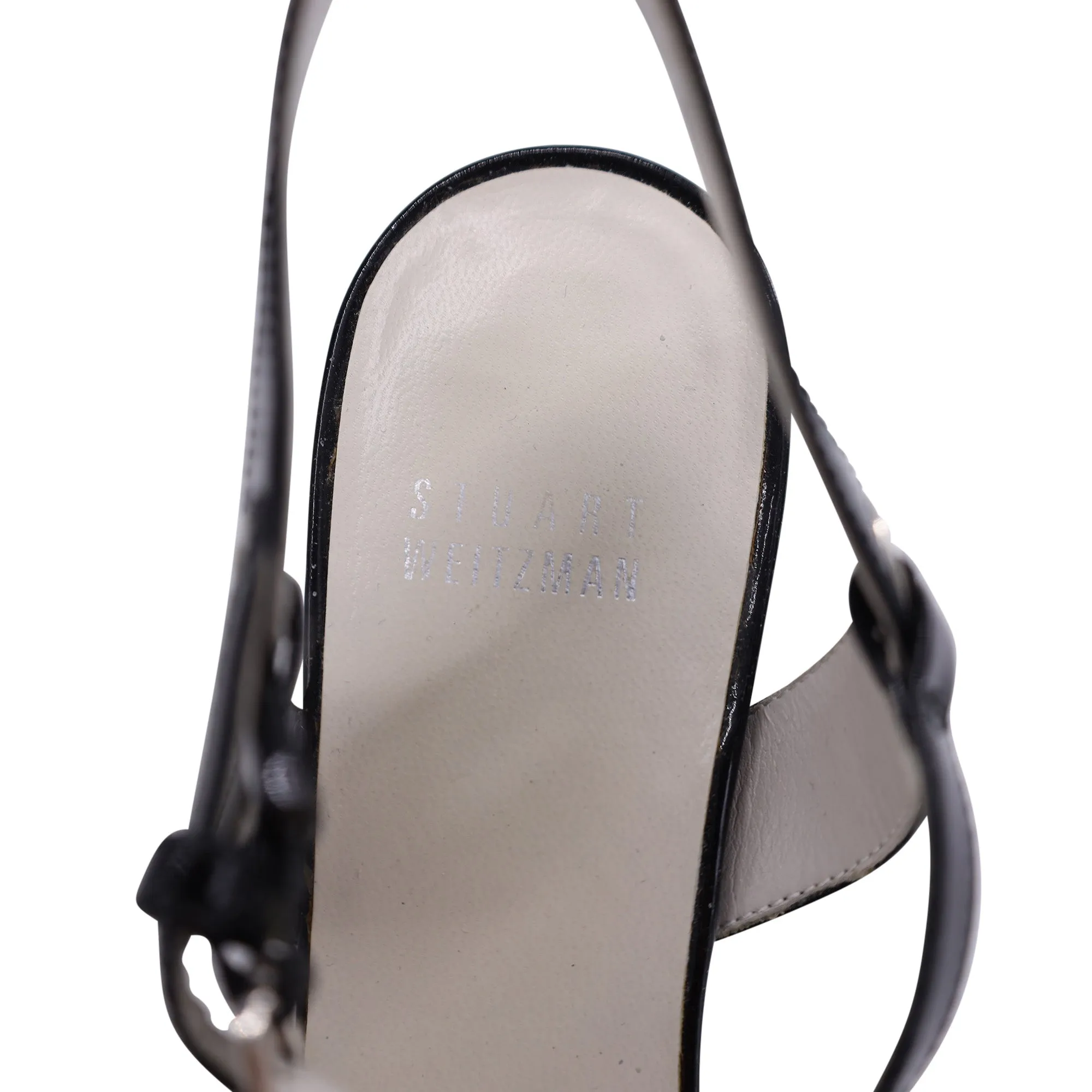 Stuart Weitzman Ankle Strap Bi-Color Sandals in Black and White Leather