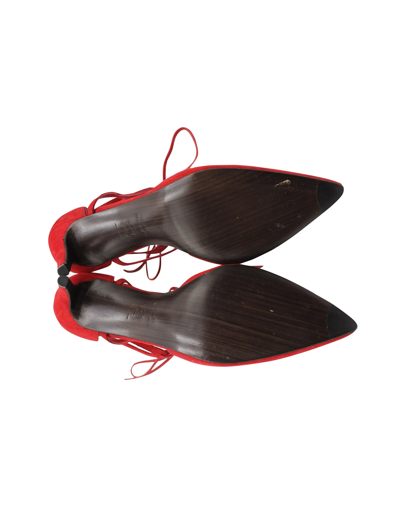 Stuart Weitzman Strappy Pumps in Red Suede