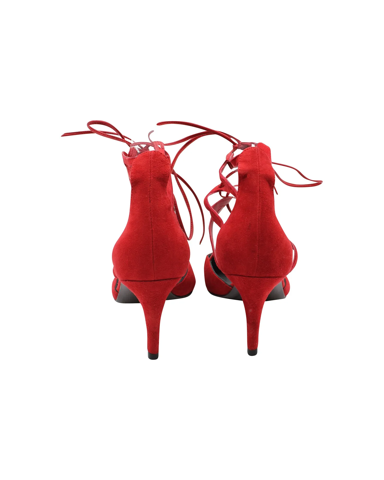 Stuart Weitzman Strappy Pumps in Red Suede