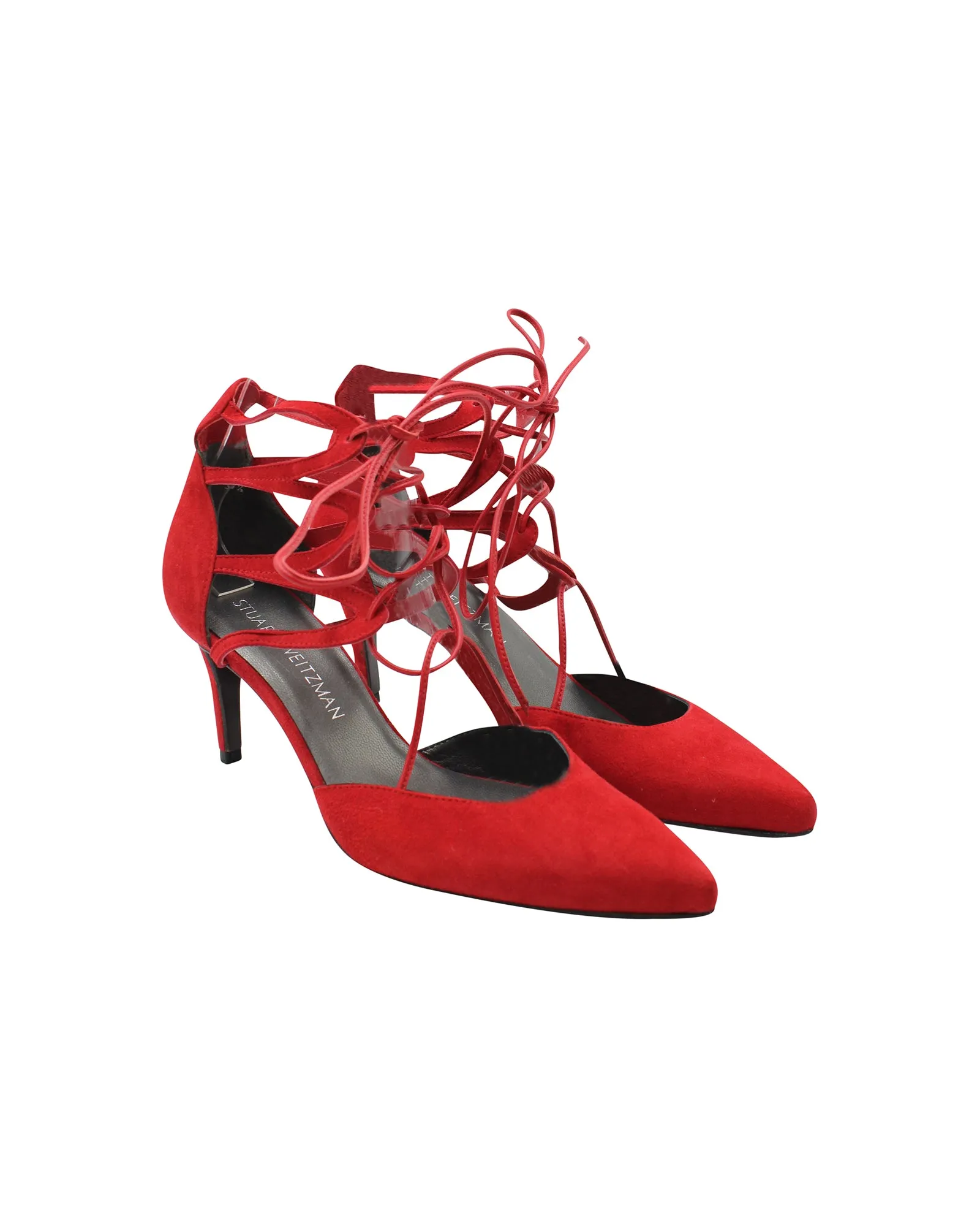 Stuart Weitzman Strappy Pumps in Red Suede