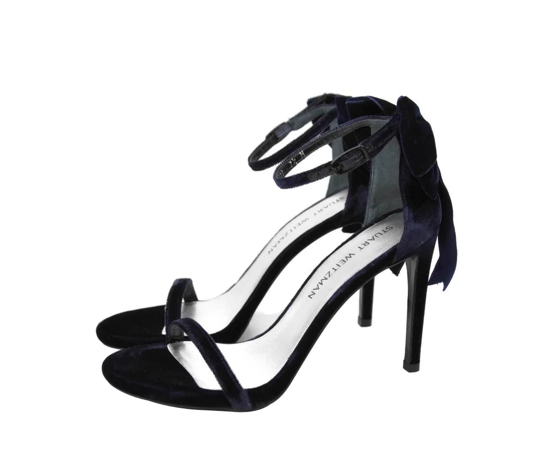 Stuart Weitzman Women's Velvet Ankle Strap Mybow Sandal